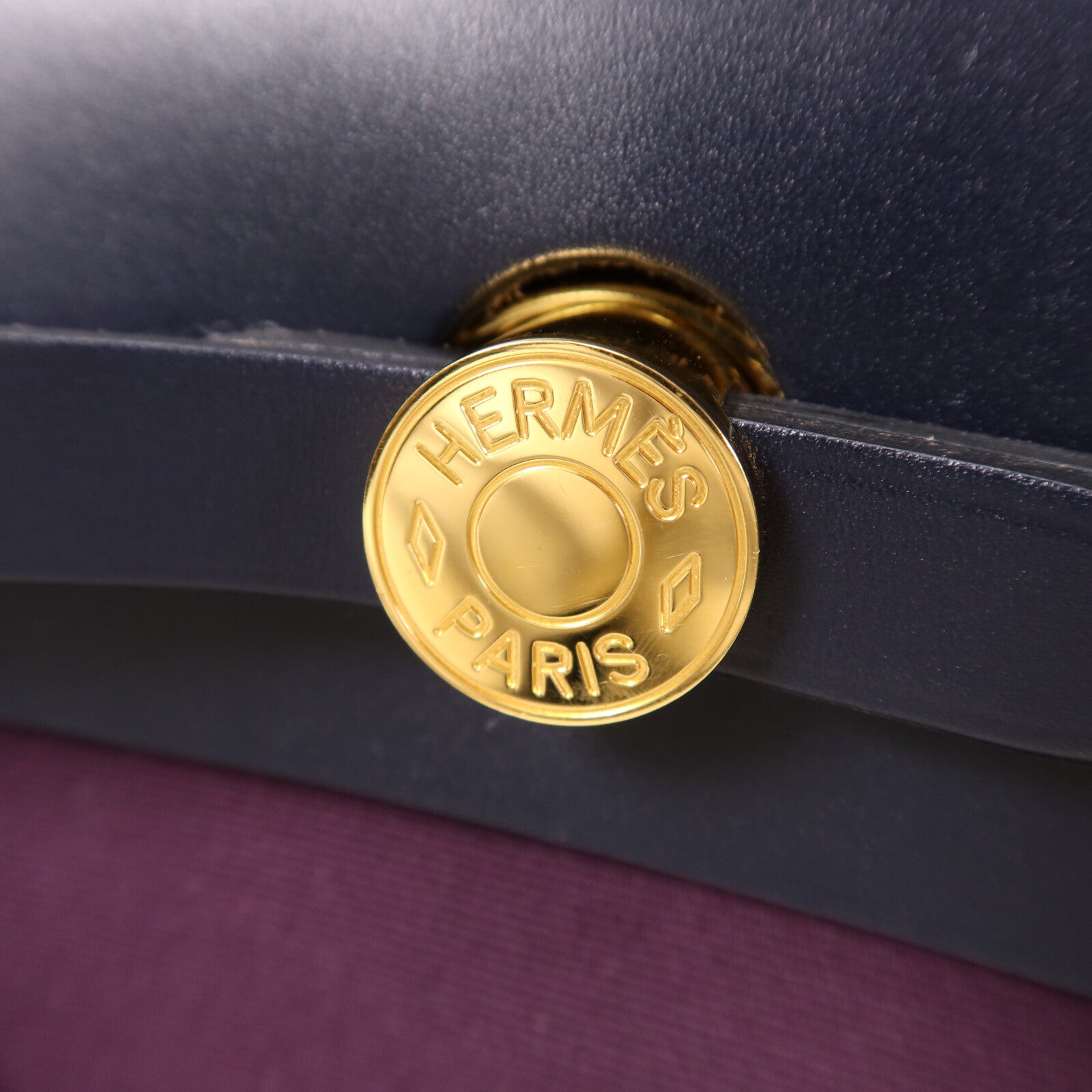 HERMES 帆布Herbag PM金扣手挽肩背兩用袋Cassis