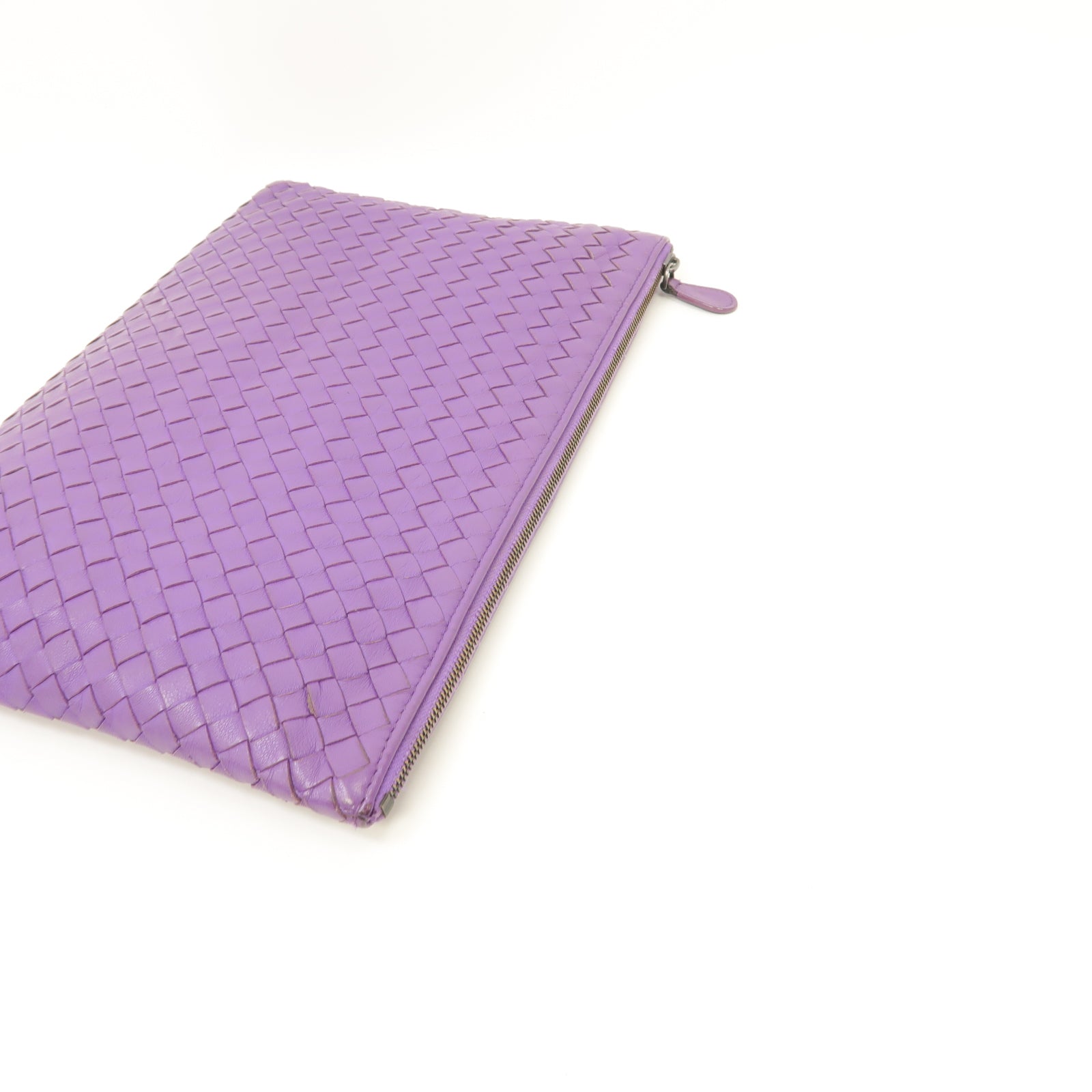 BOTTEGA VENETA 織紋皮革Clutch Bag金扣手拿包紫色