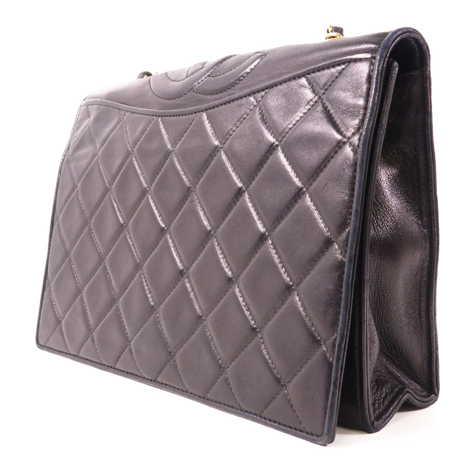 CHANEL 羊皮皮革Vintage Flap Bag金扣鏈帶肩背袋