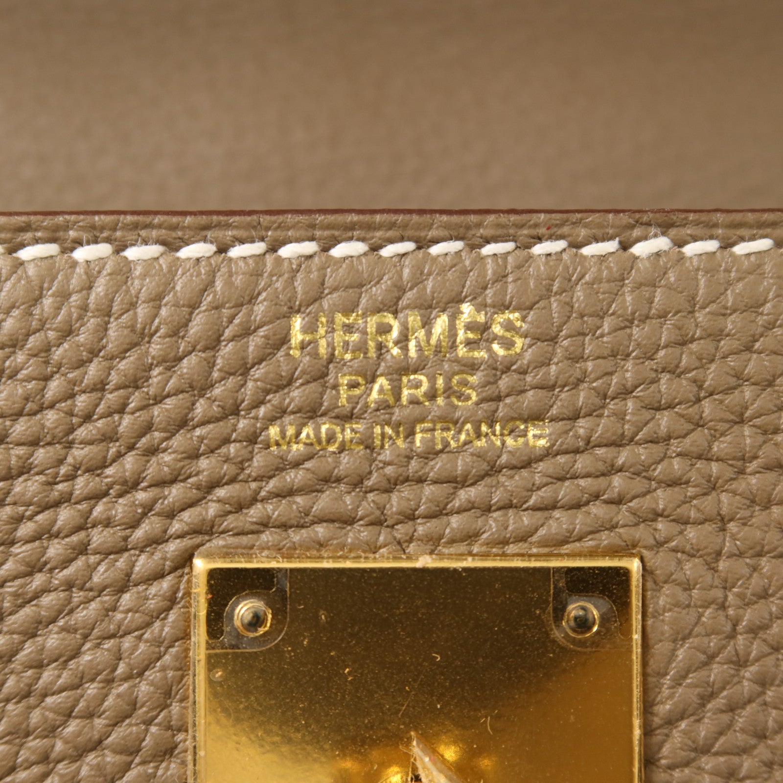 HERMES 【激減優惠】Togo皮革Kelly 32金扣手挽肩背兩用袋Etoupe