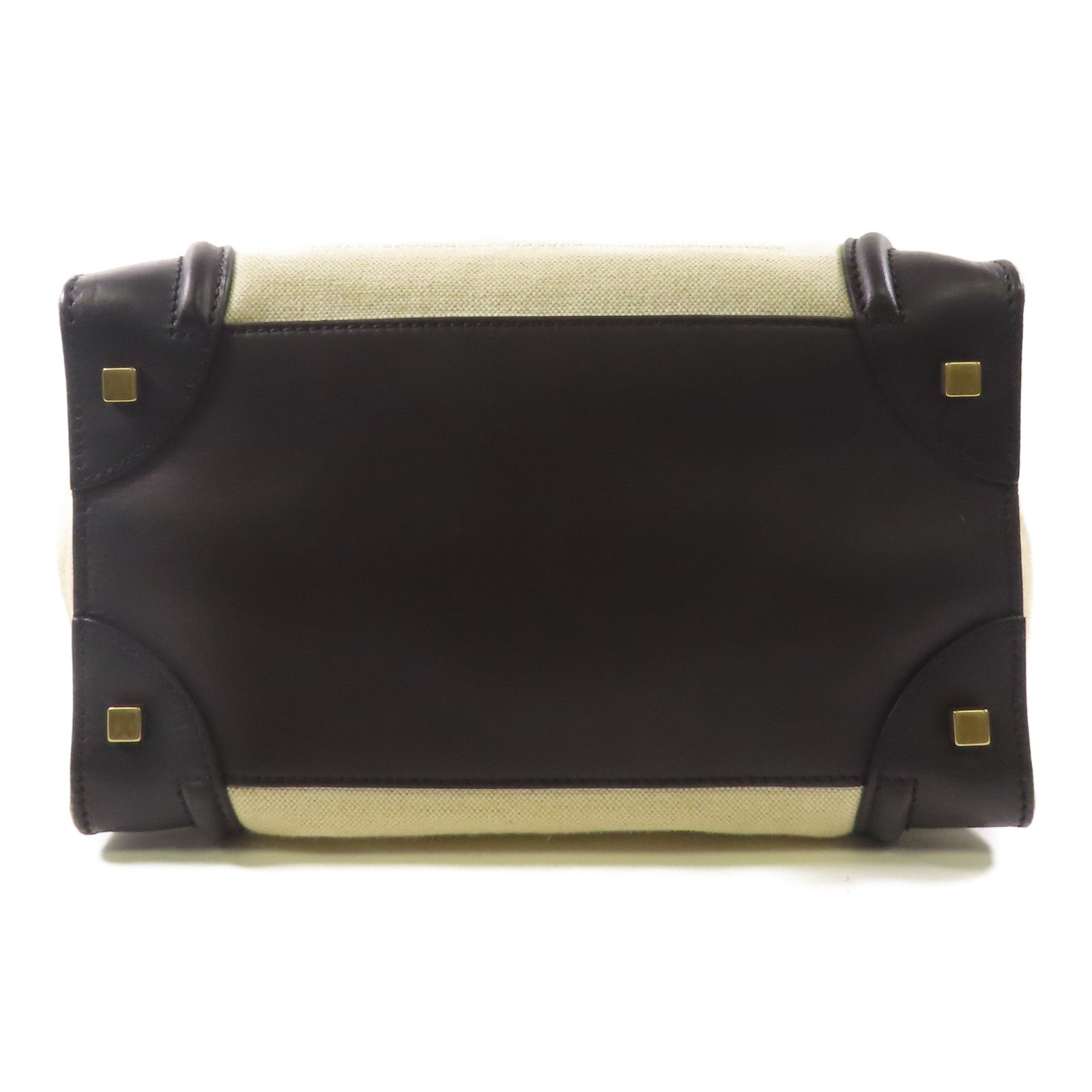 CELINE 帆布/皮革Luggage手挽袋米色/黑色
