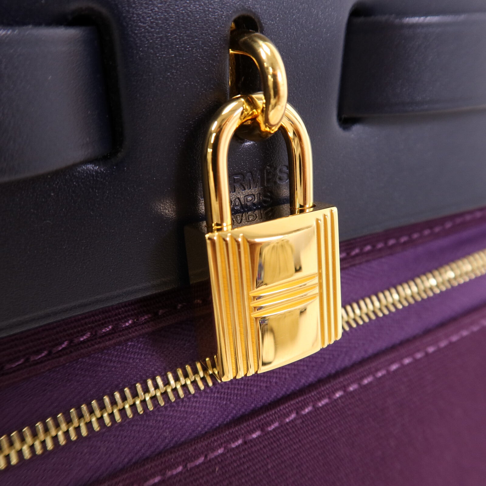 HERMES 帆布Herbag PM金扣手挽肩背兩用袋Cassis
