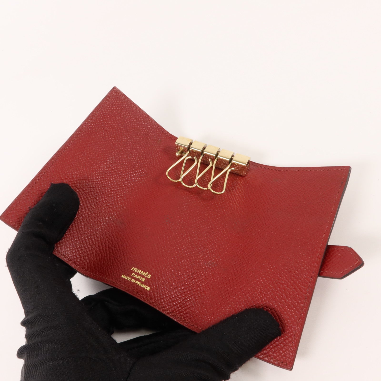 HERMES Epsom皮革Bearn Key Case鎖匙包Rouge H