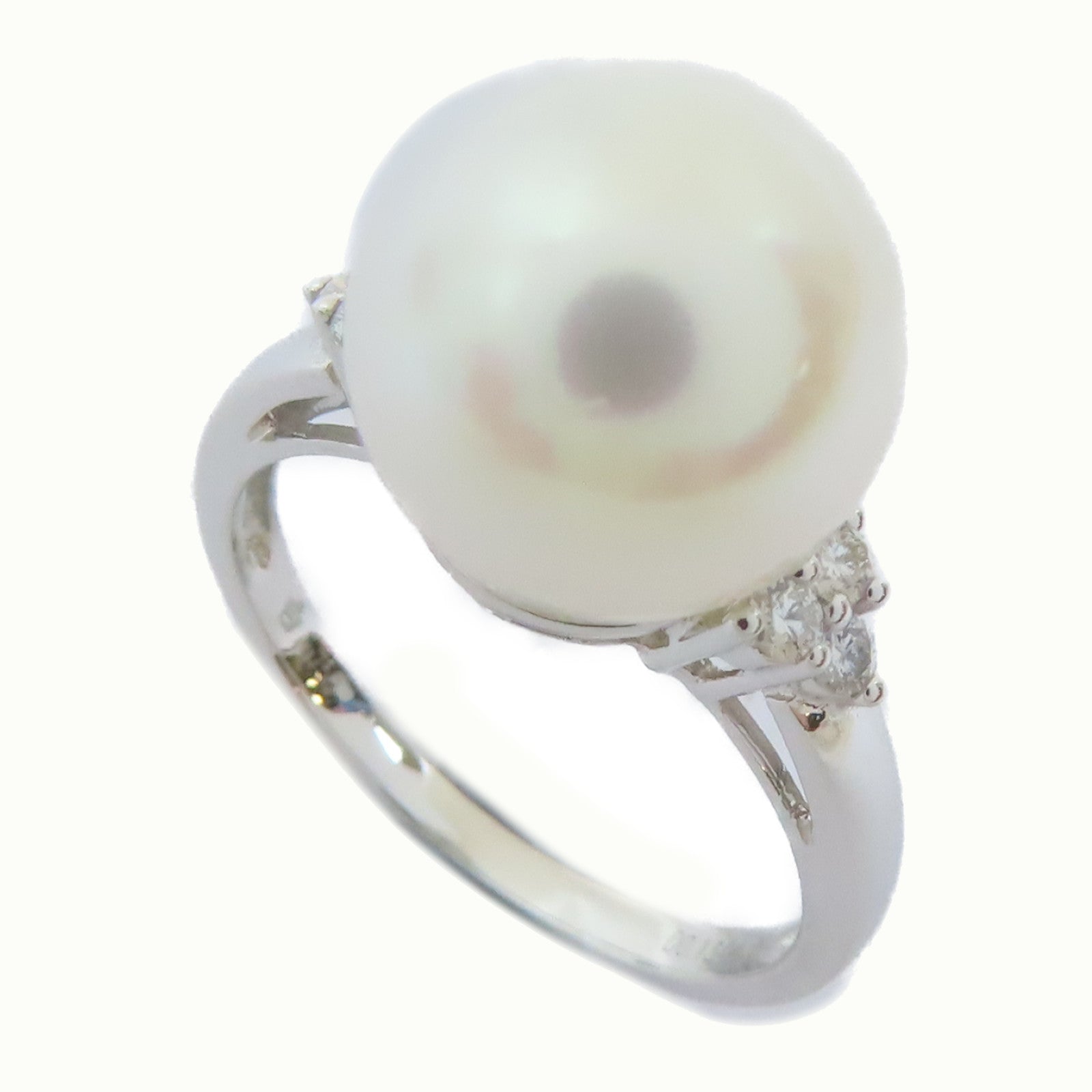 JEWELRY 【激減優惠】18K白金Diamond Pearl Ring 0.134ct鑽石/4.5g珍珠戒指US#6.75