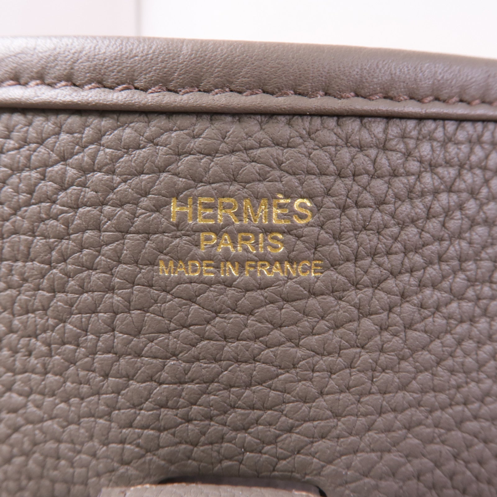HERMES Clemence皮革Evelyne PM金扣肩背袋Gris Etain