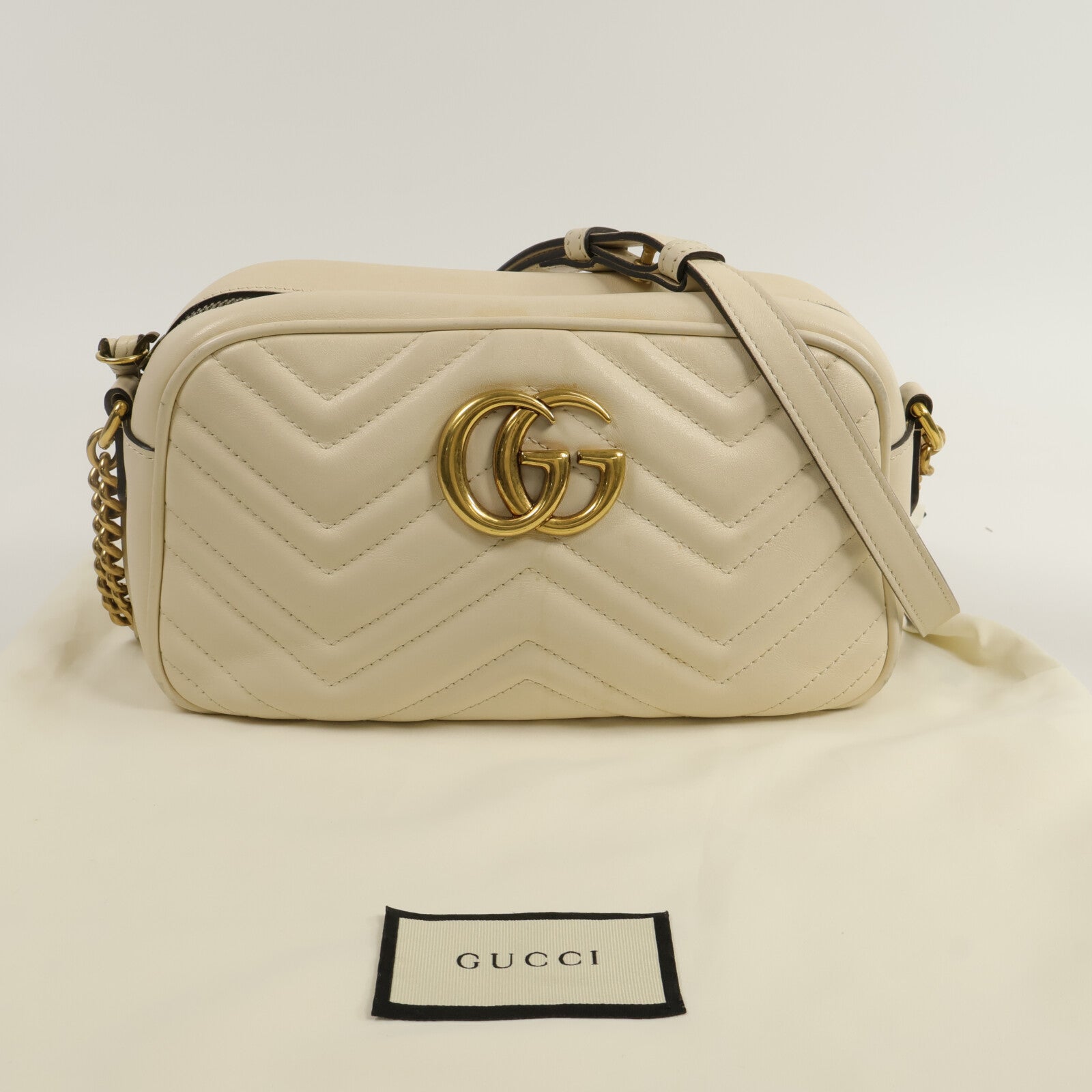 GUCCI 牛皮皮革GG Marmont Camera Bag鏈帶肩背袋