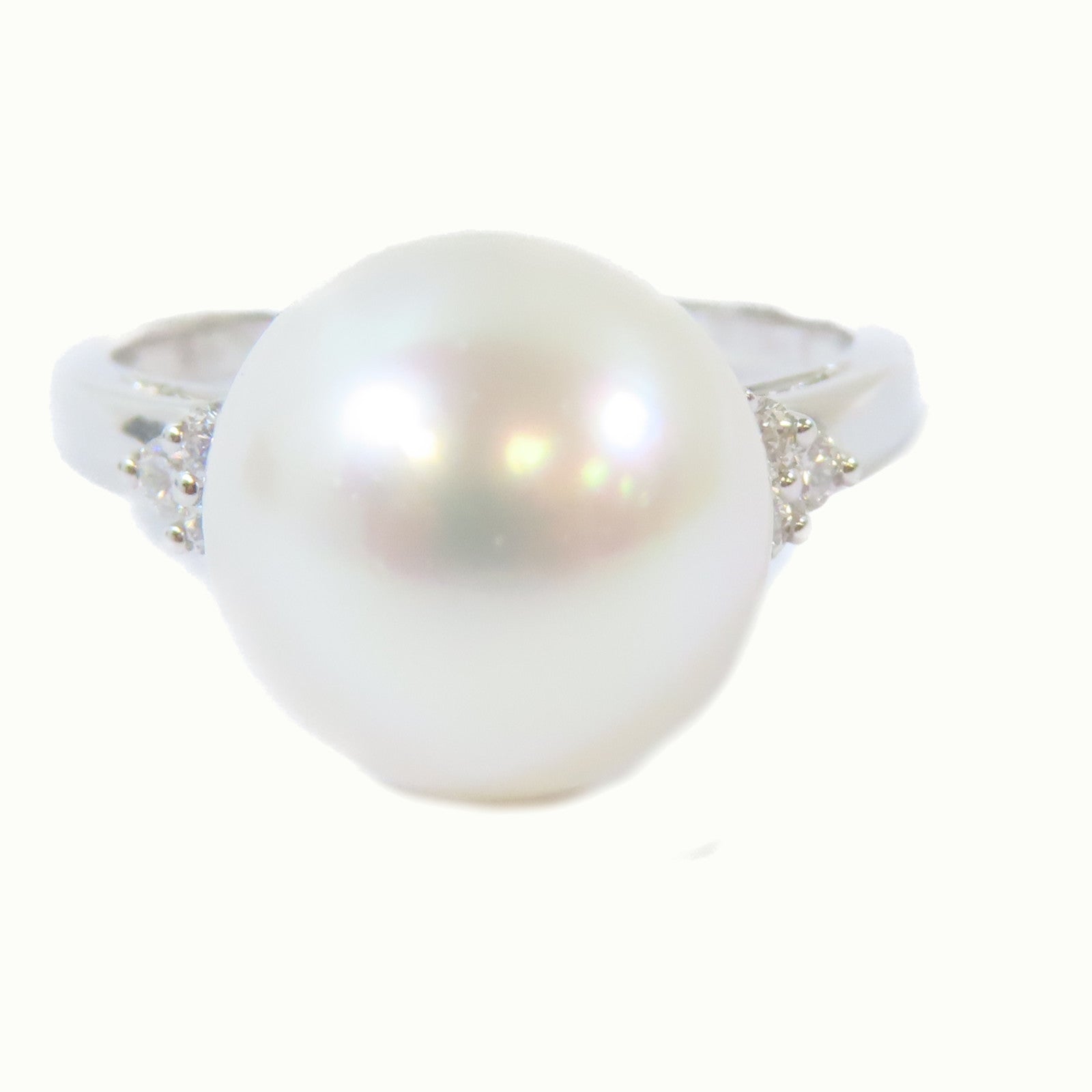 JEWELRY 【激減優惠】18K白金Diamond Pearl Ring 0.134ct鑽石/4.5g珍珠戒指US#6.75