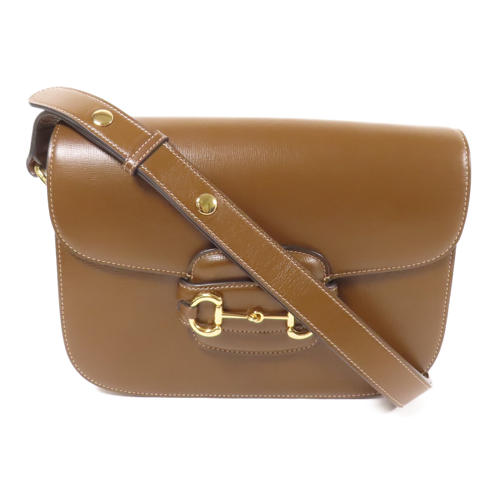 GUCCI 皮革Horsebit 1955 MM金扣肩背袋