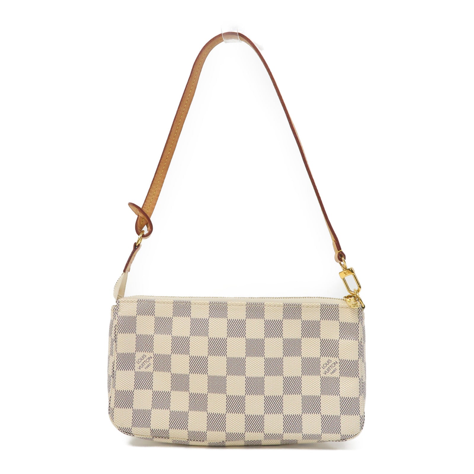 LOUIS VUITTON Damier Azur Pochette Accessoires金扣肩背袋白色