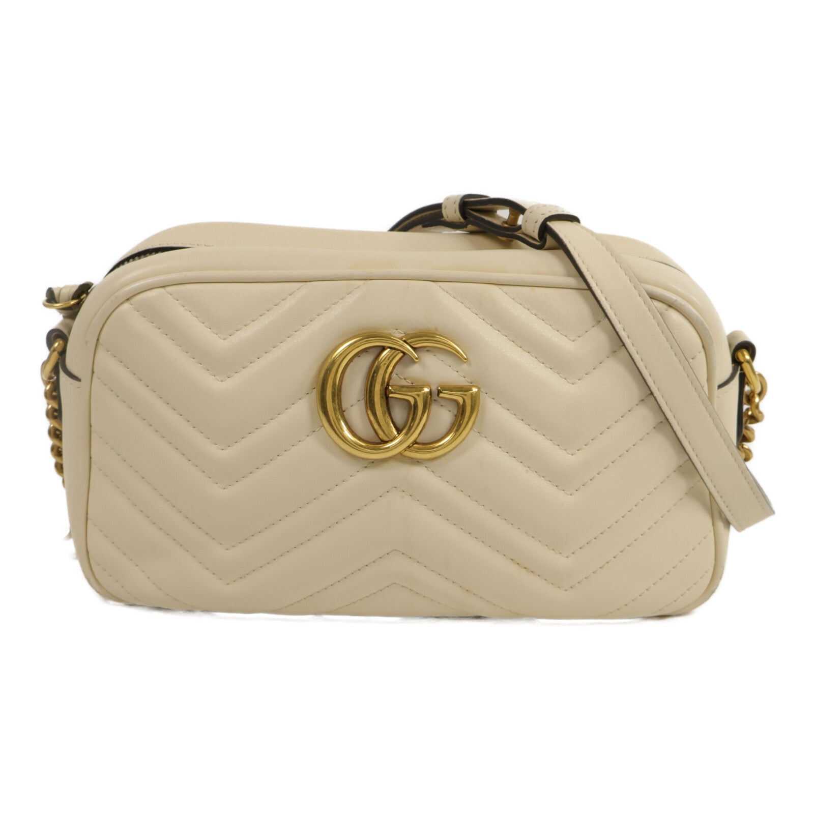 GUCCI 牛皮皮革GG Marmont Camera Bag鏈帶肩背袋