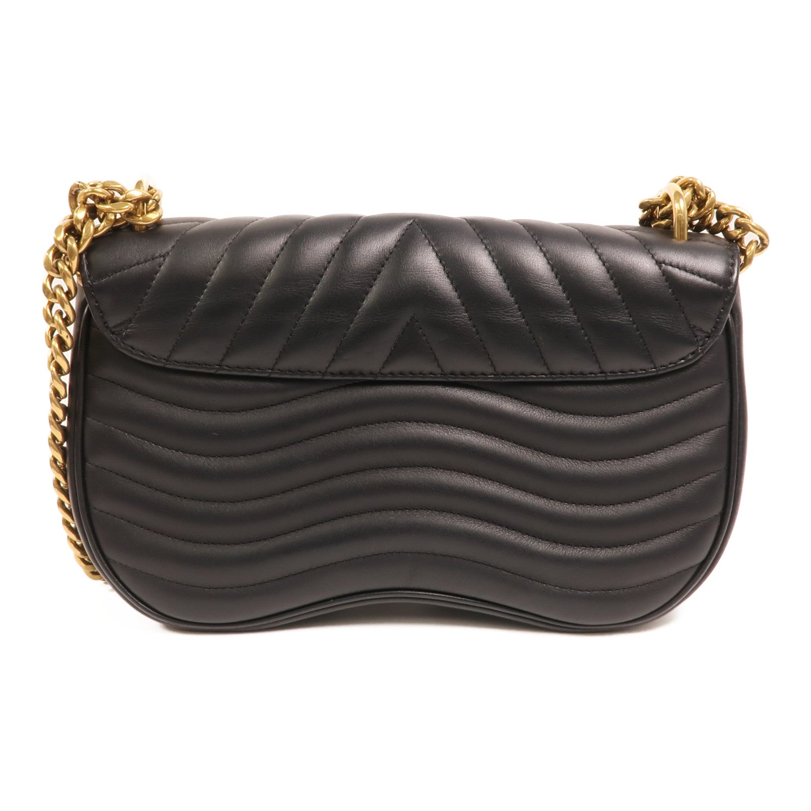 LOUIS VUITTON 牛皮皮革New Wave MM金扣鏈帶手挽肩背兩用袋