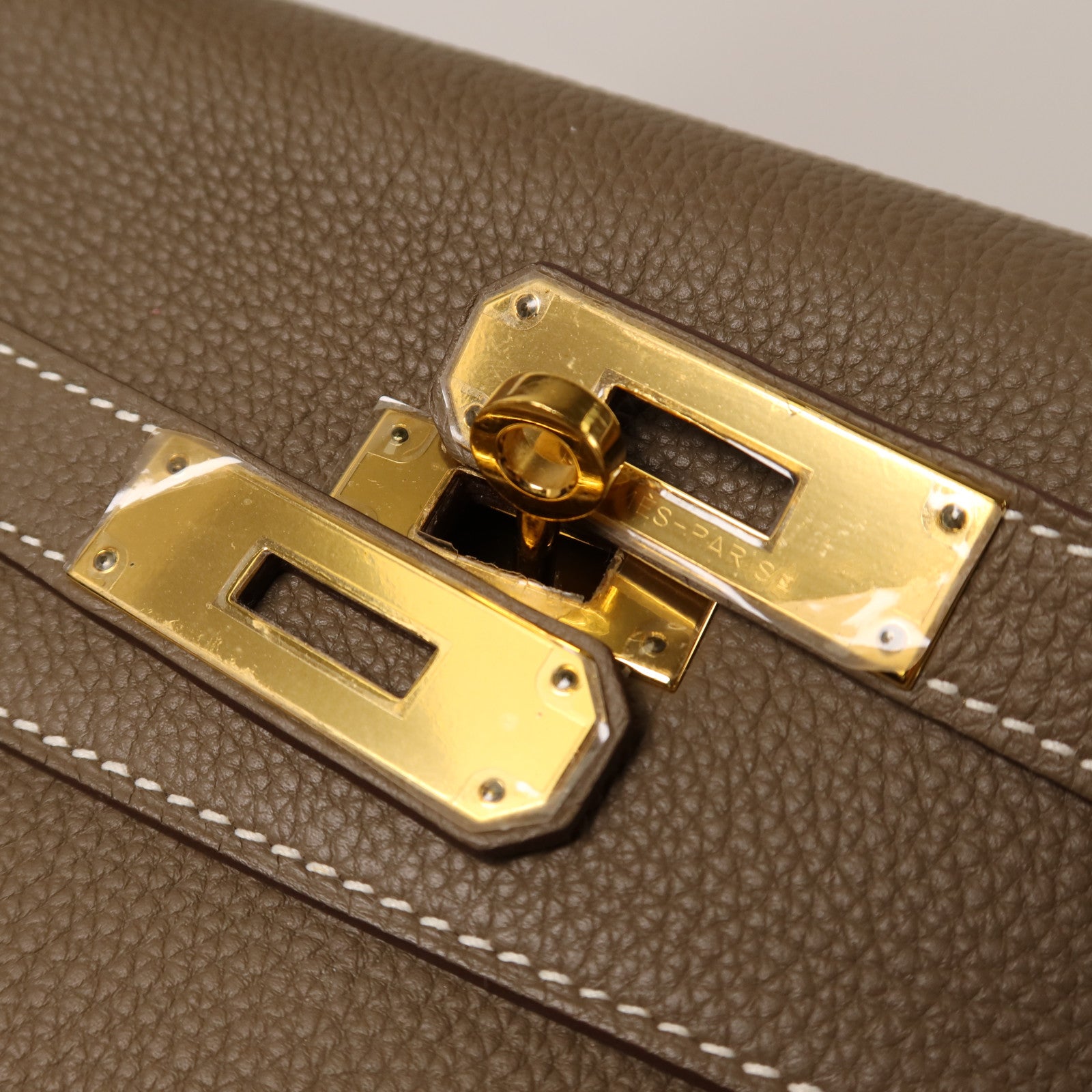 HERMES 【激減優惠】Togo皮革Kelly 32金扣手挽肩背兩用袋Etoupe
