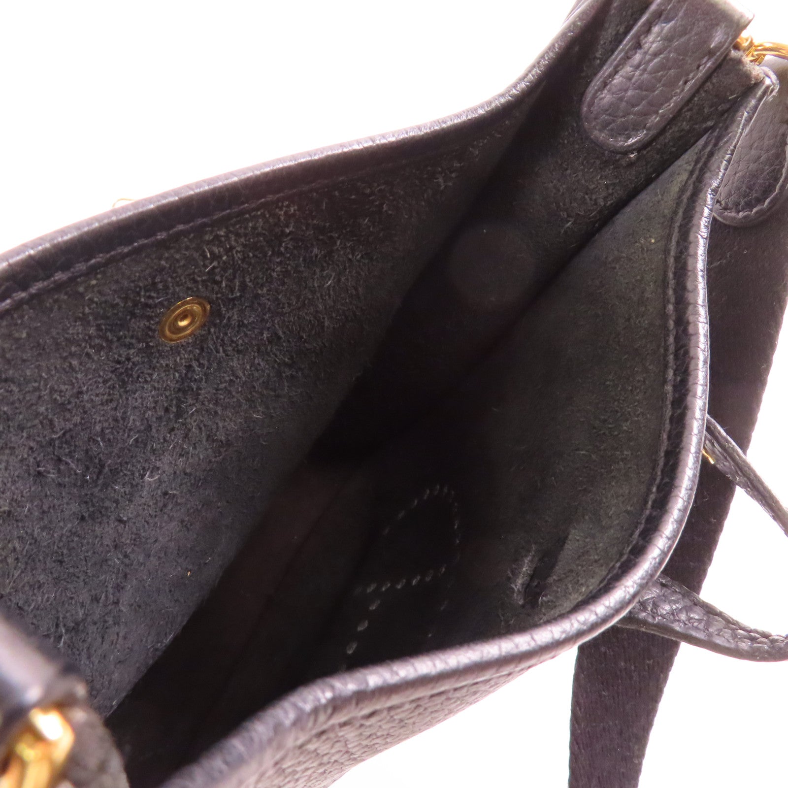 HERMES GHW Evelyne TPM Shoulder Bag Taurillon Clemence Leather Stamp Y 89 Noir
