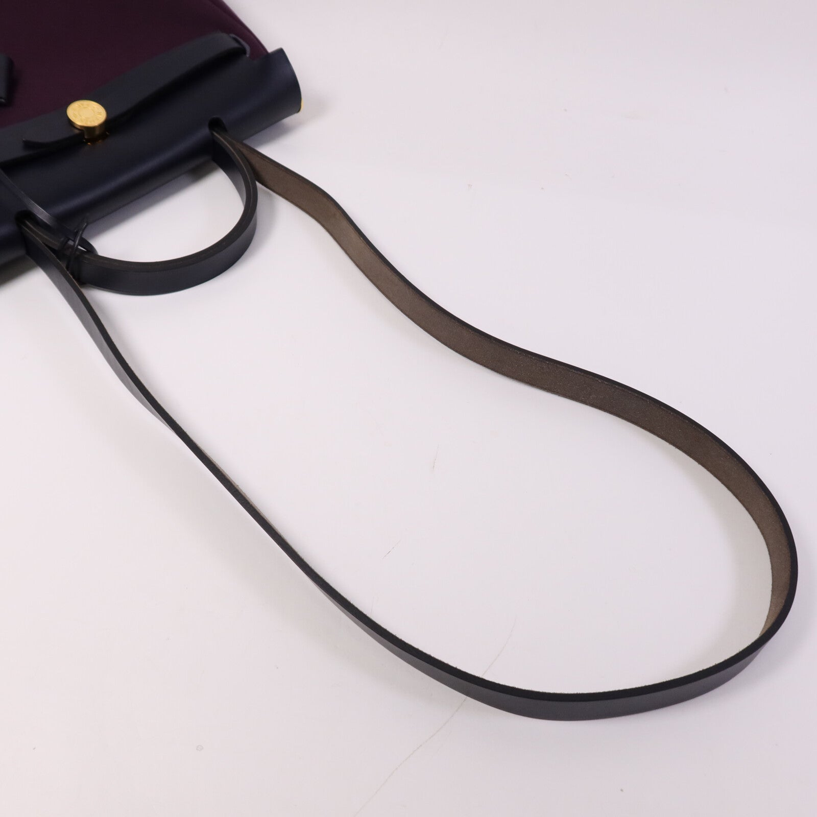 HERMES 帆布Herbag PM金扣手挽肩背兩用袋Cassis