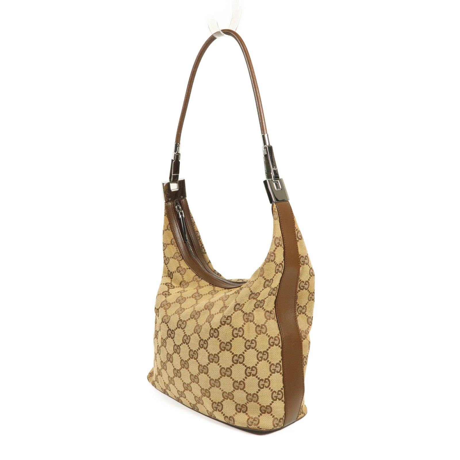 GUCCI 帆布Shoulder Bag銀扣肩背袋