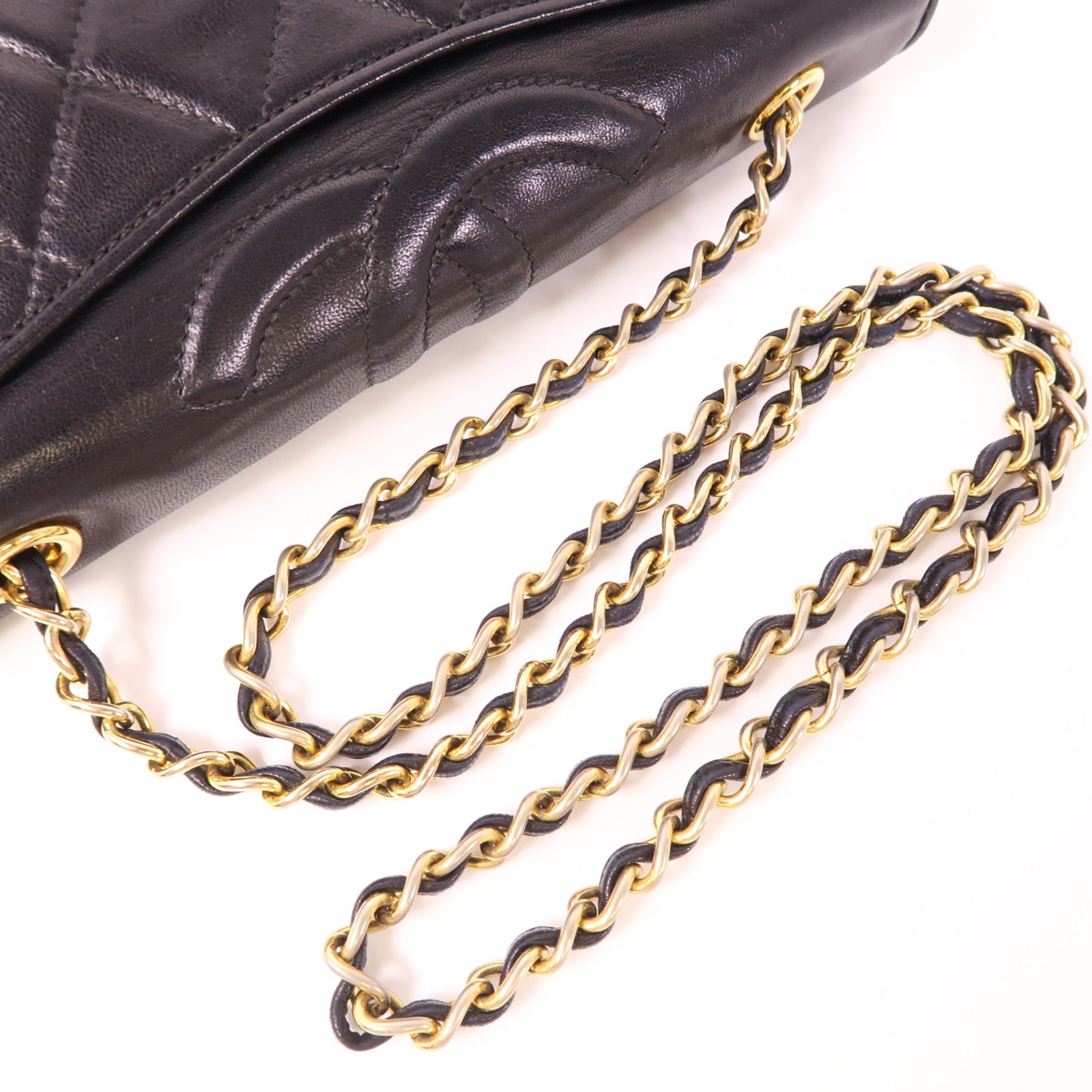 CHANEL 羊皮皮革Vintage Flap Bag金扣鏈帶肩背袋