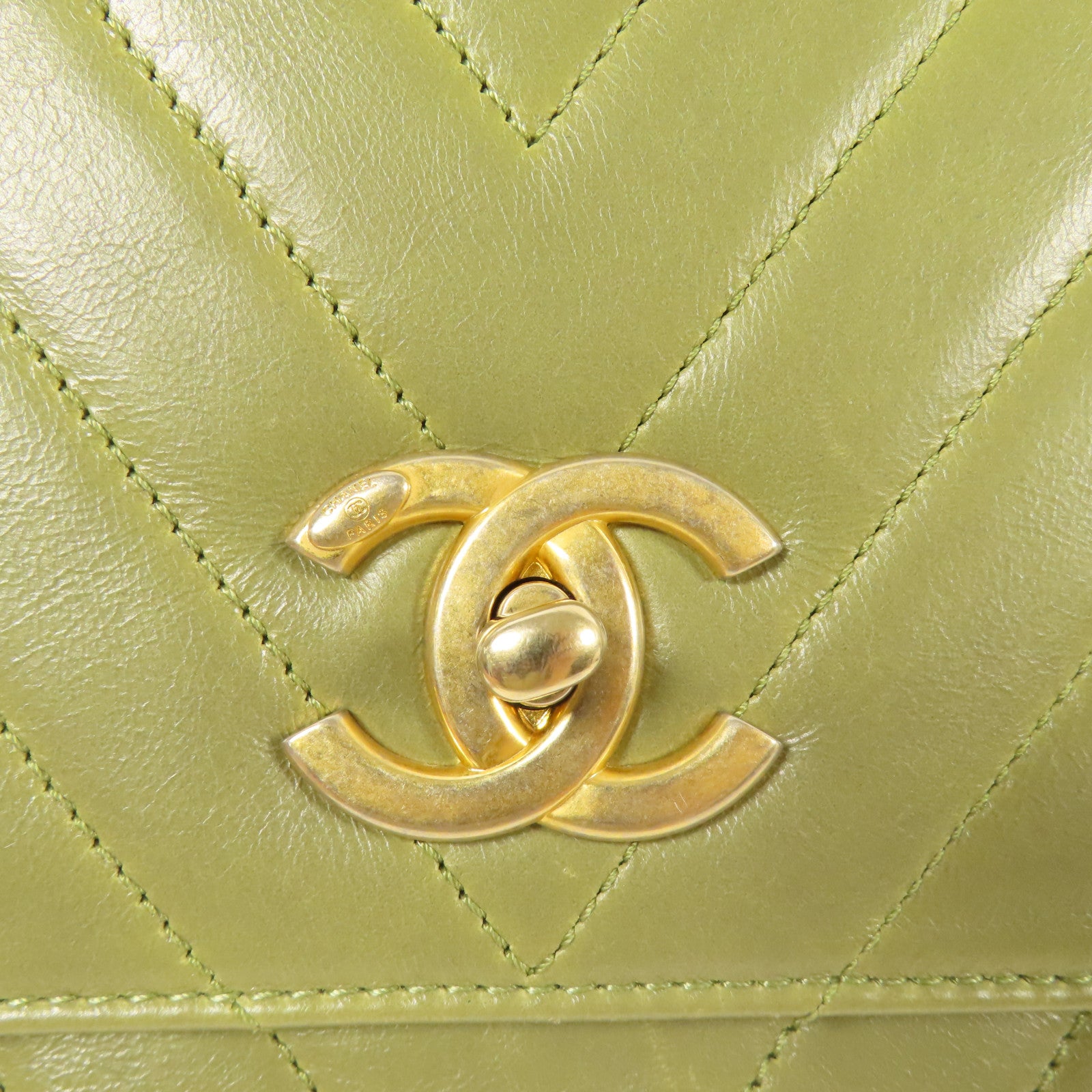 CHANEL 牛皮皮革/蜥蝪皮革Coco Handle Large金扣鏈帶手挽肩背兩用袋