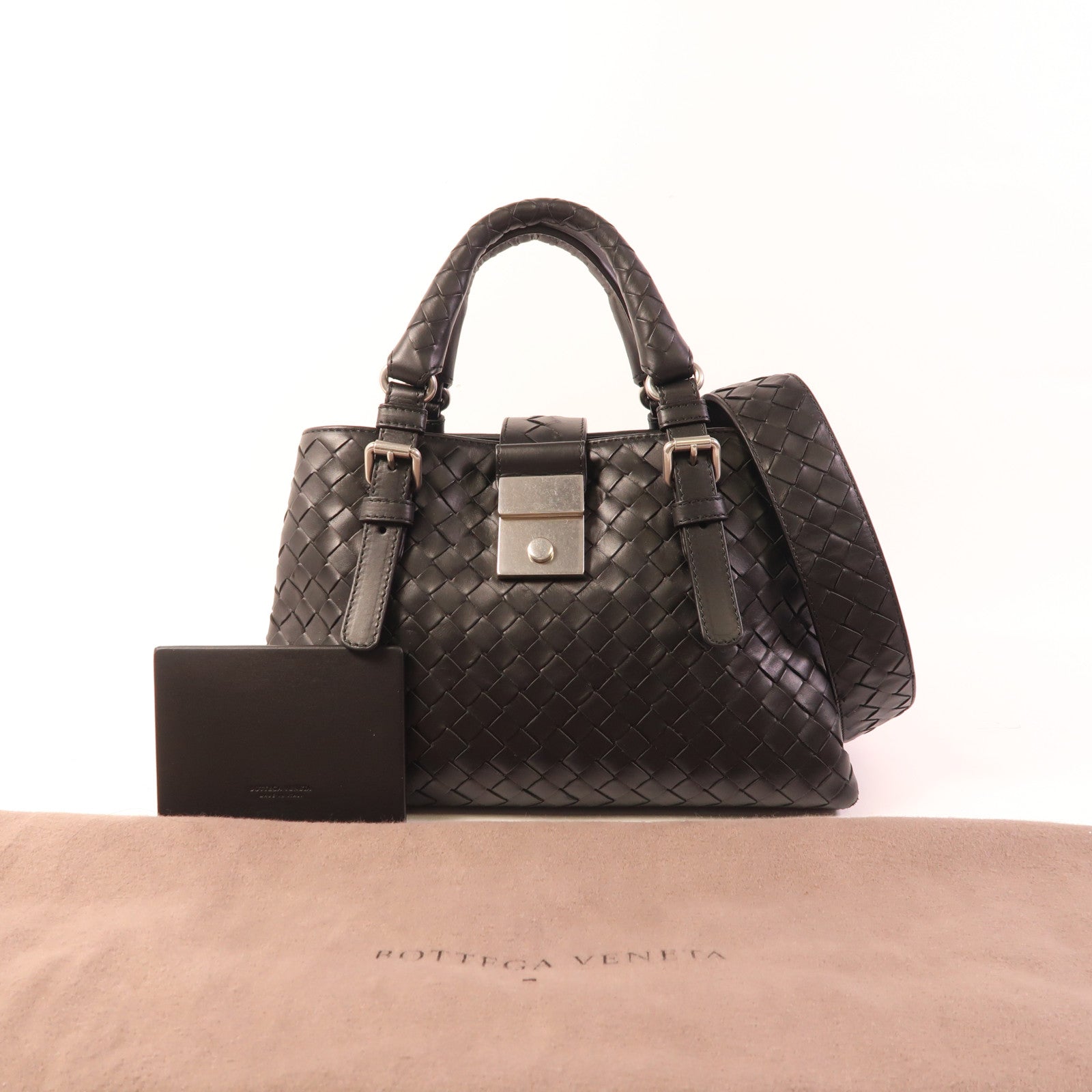 BOTTEGA VENETA 羊皮皮革2 Way Shoulder銀扣手挽肩背兩用袋