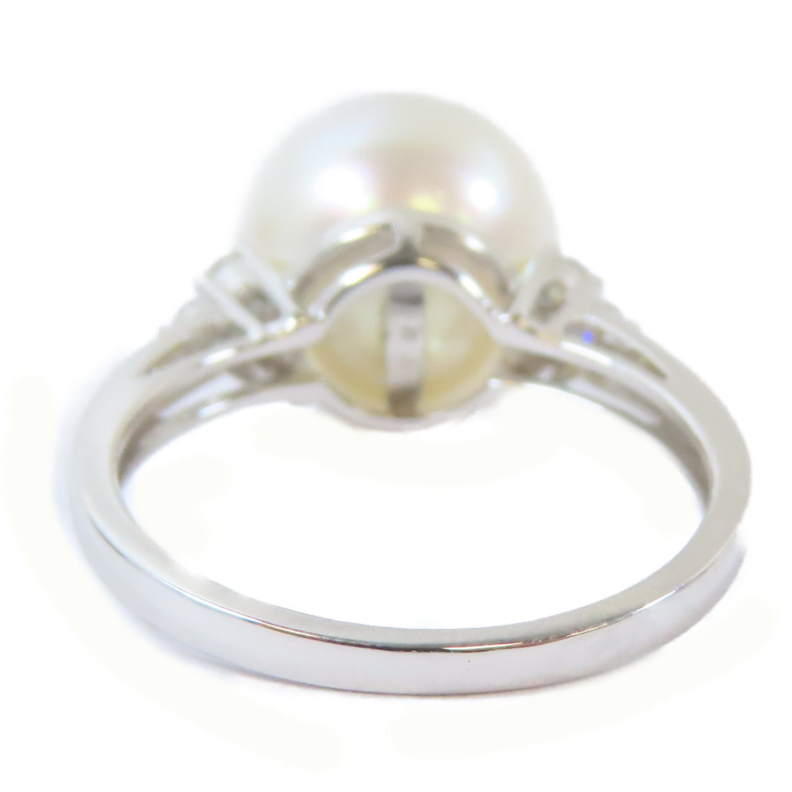 JEWELRY 【激減優惠】18K白金Diamond Pearl Ring 0.134ct鑽石/4.5g珍珠戒指US#6.75