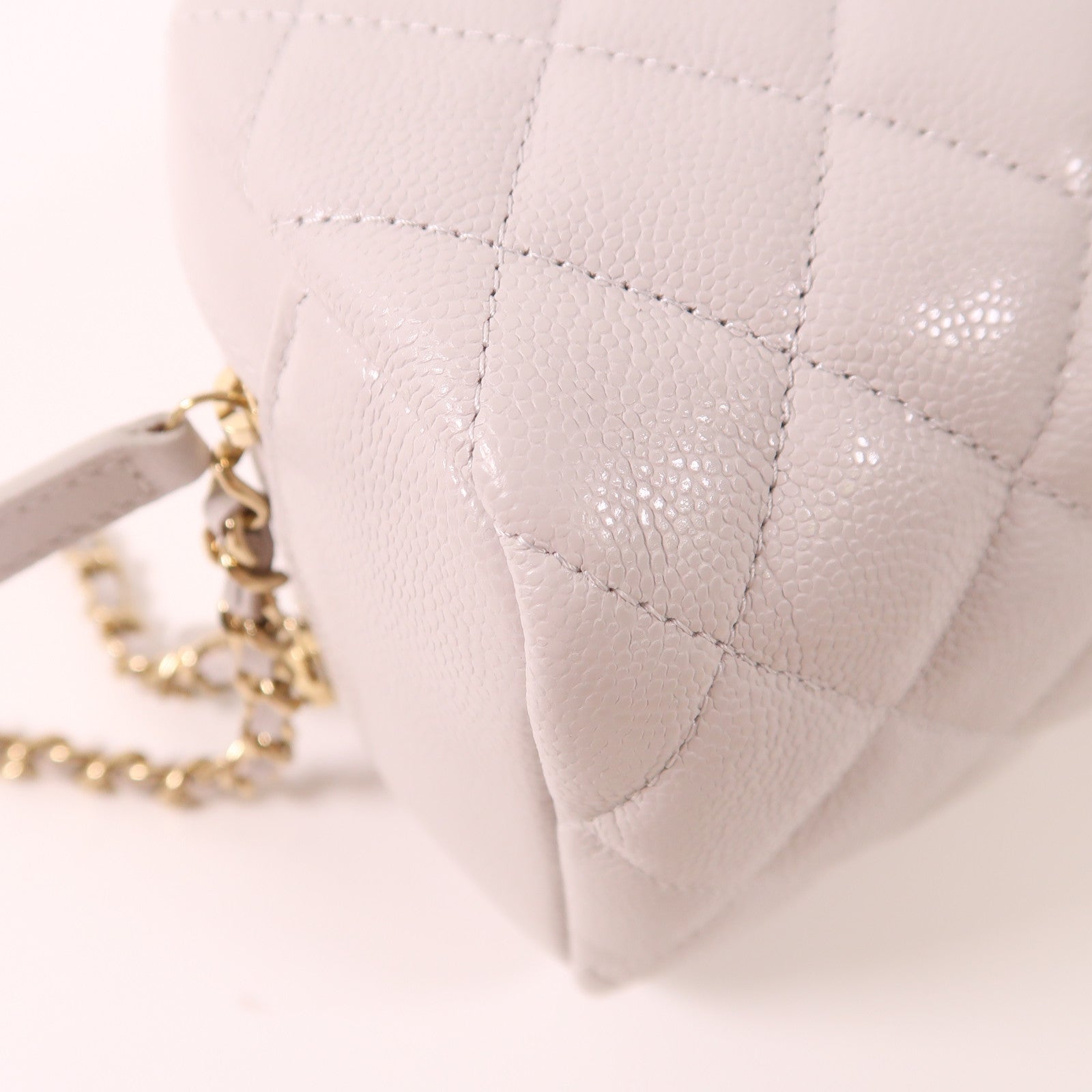 CHANEL CC GHW Pouch Calfskin Leather Light Gray