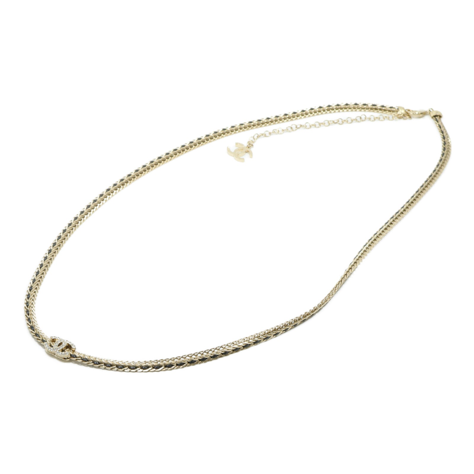 CHANEL 金屬/皮革/水鑽Necklace項鍊