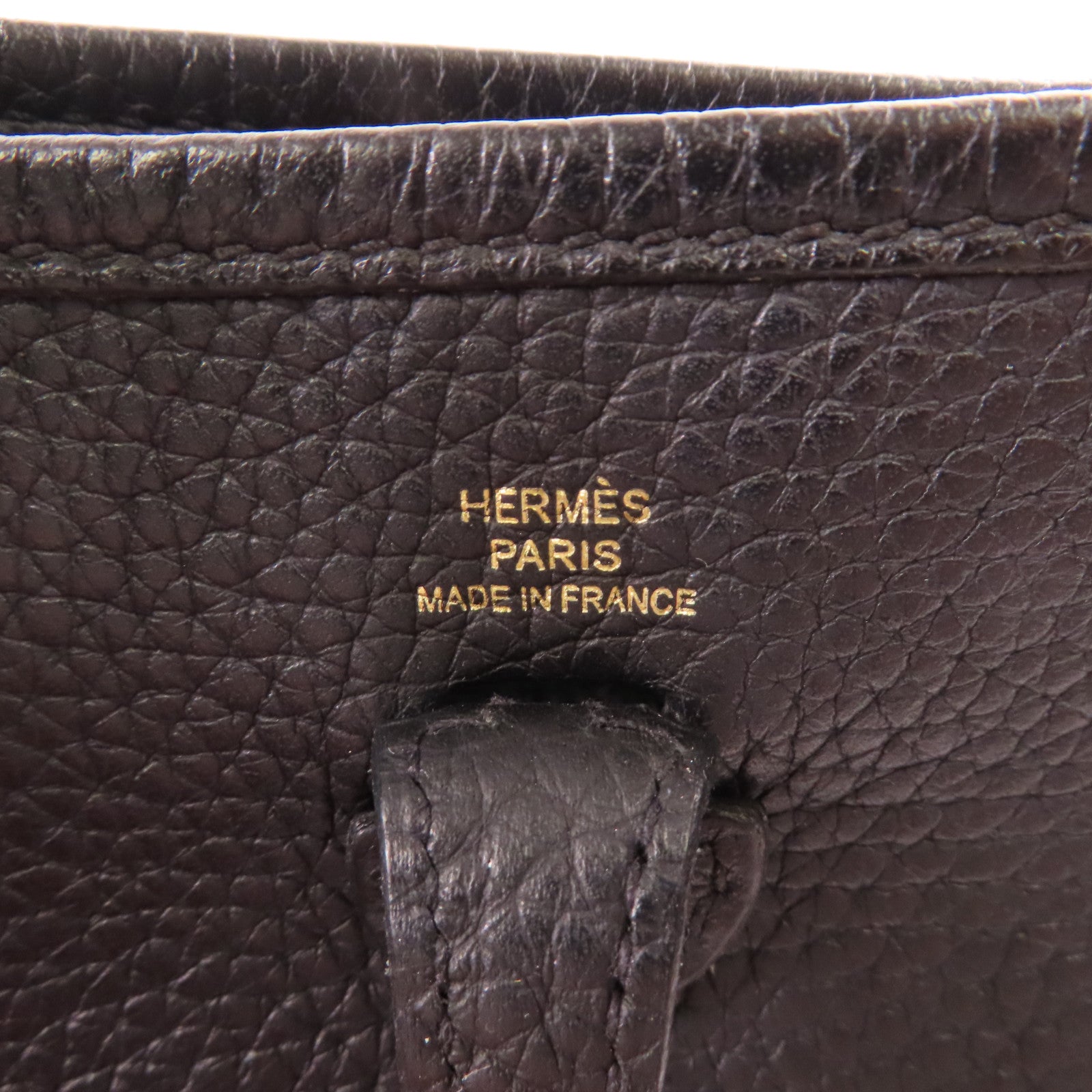 HERMES GHW Evelyne TPM Shoulder Bag Taurillon Clemence Leather Stamp Y 89 Noir