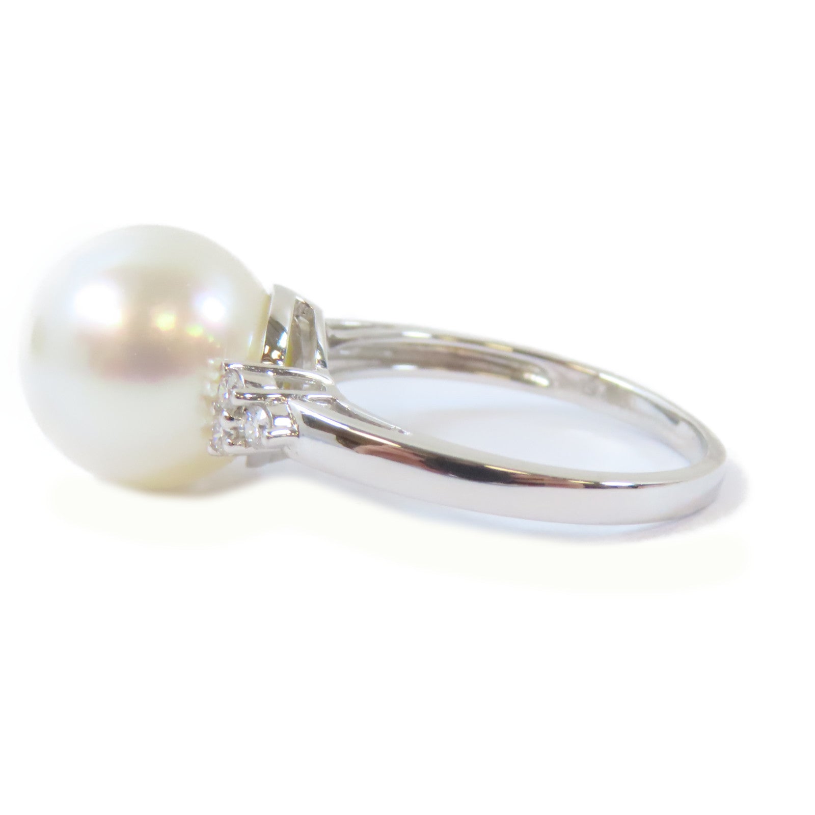 JEWELRY 【激減優惠】18K白金Diamond Pearl Ring 0.134ct鑽石/4.5g珍珠戒指US#6.75