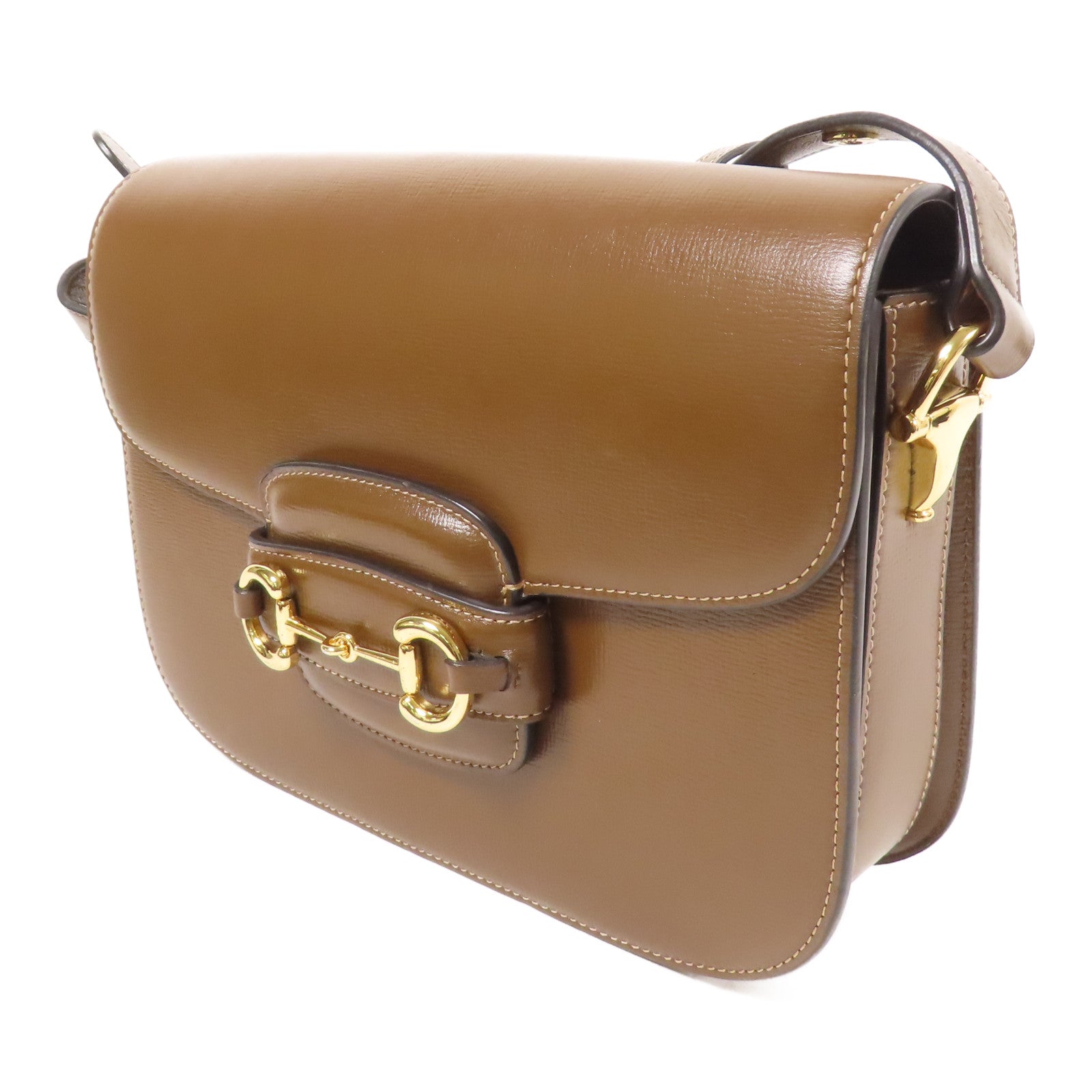 GUCCI 皮革Horsebit 1955 MM金扣肩背袋