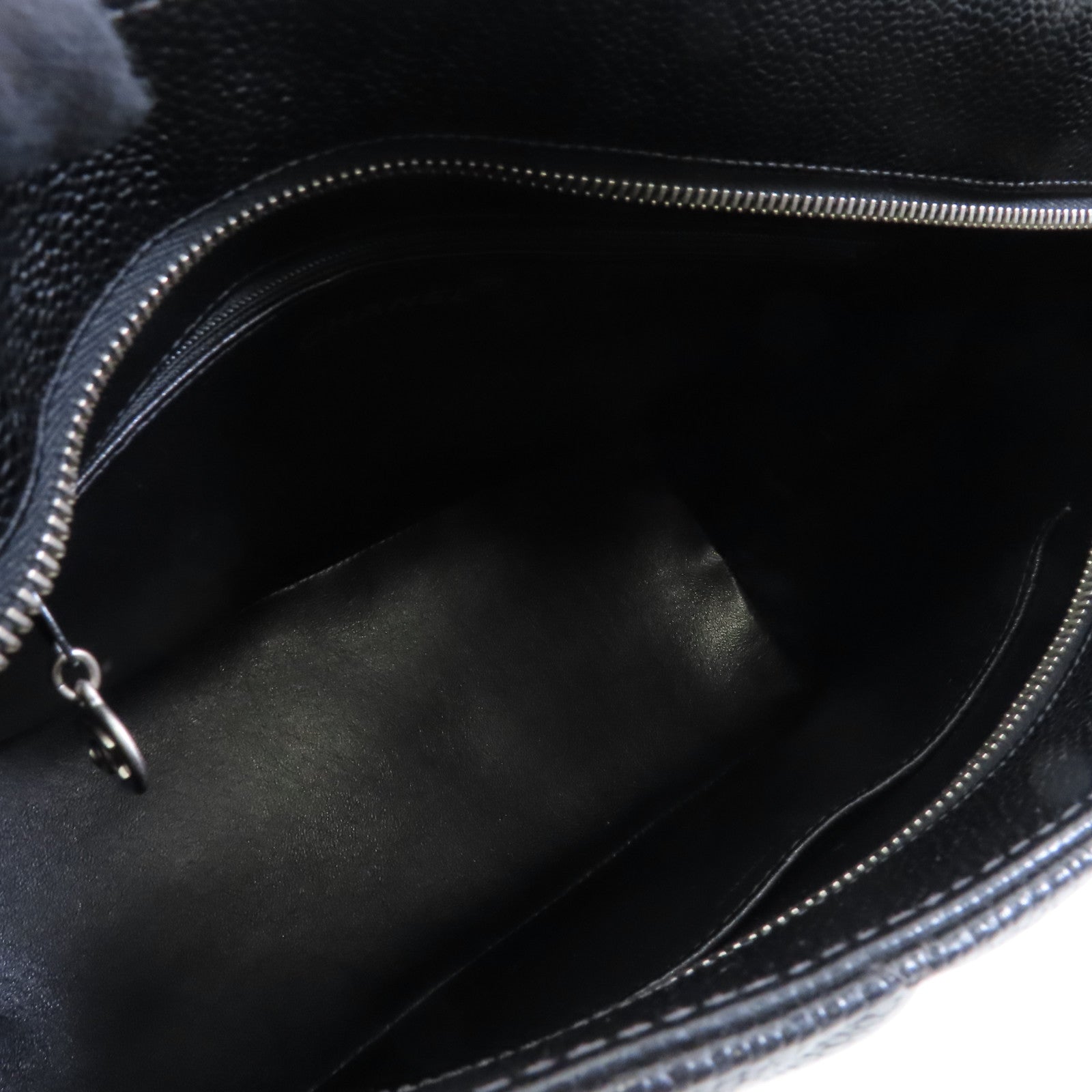 CHANEL 菱格Caviar皮革Medallion Tote Bag銀扣手挽袋黑色