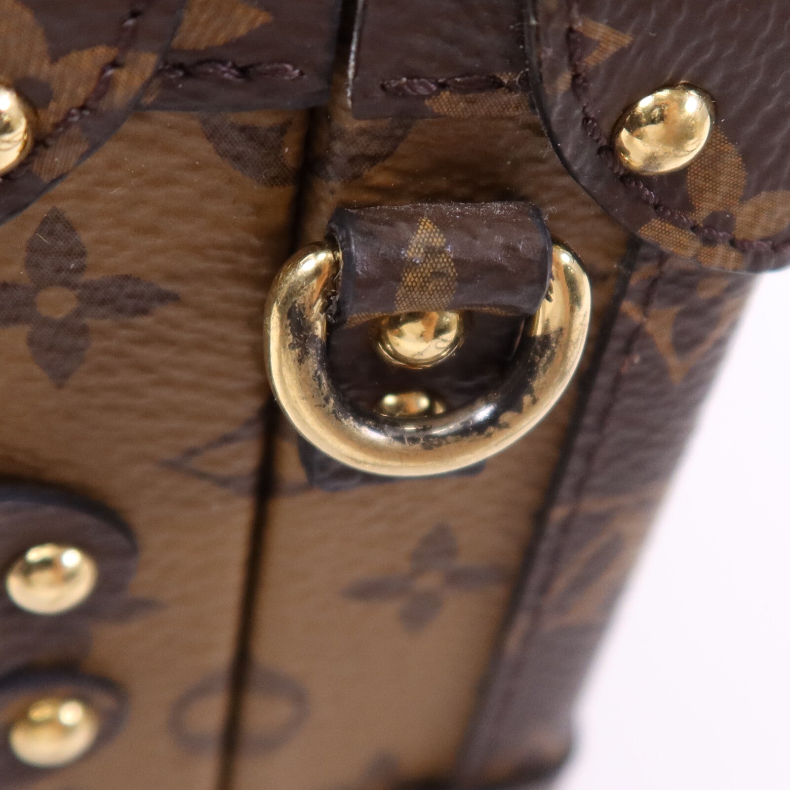 LOUIS VUITTON Monogram Reverse Petite Malle金扣肩背袋