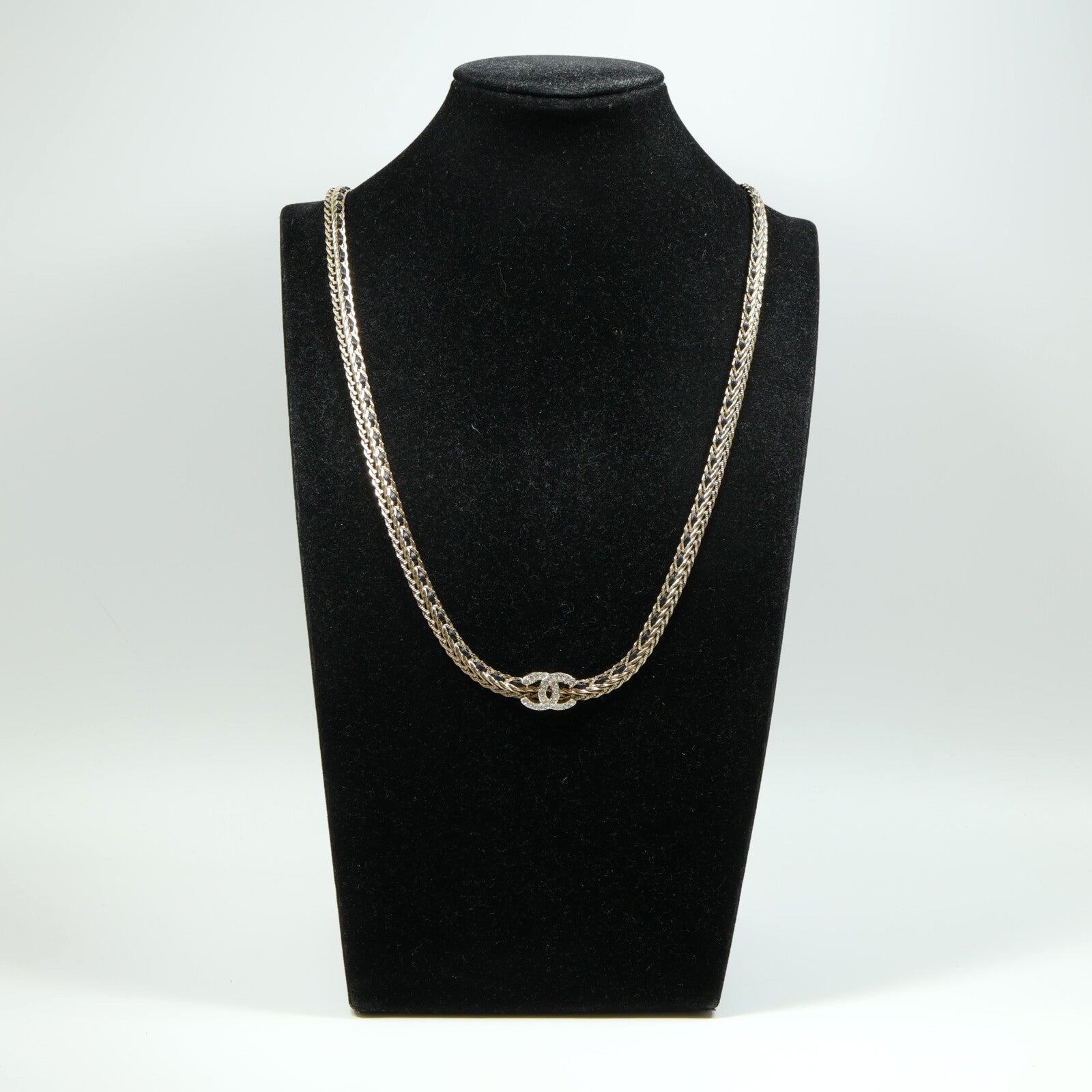CHANEL 金屬/皮革/水鑽Necklace項鍊