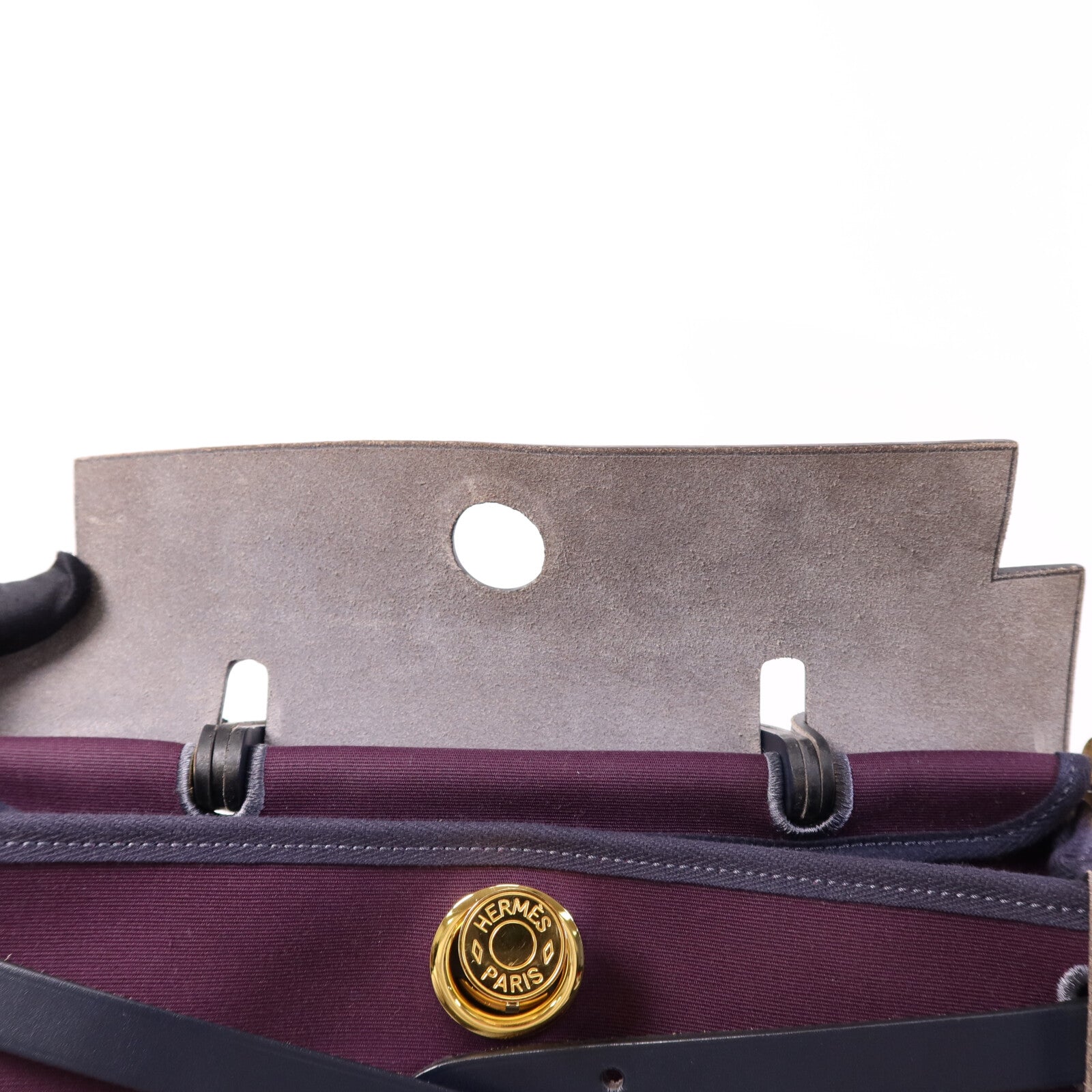 HERMES 帆布Herbag PM金扣手挽肩背兩用袋Cassis