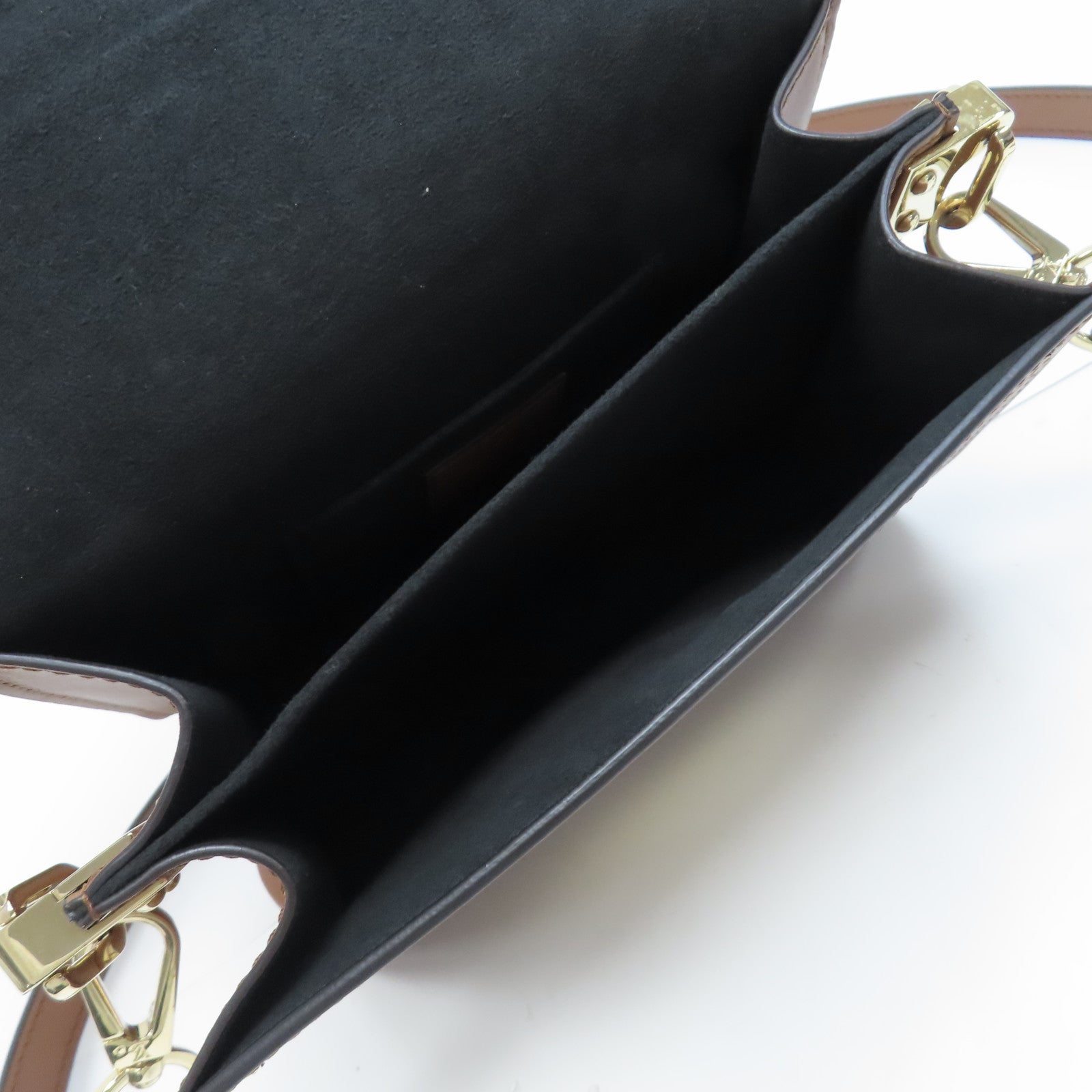 LOUIS VUITTON Monogram Reverse Mini Dauphine金扣肩背袋啡色