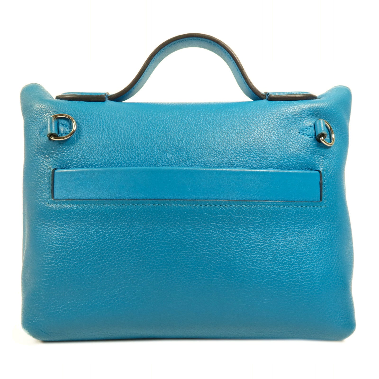 HERMES Evercolor皮革/Swift皮革24/24 Mini銀扣手挽肩背兩用袋Bleu Frida