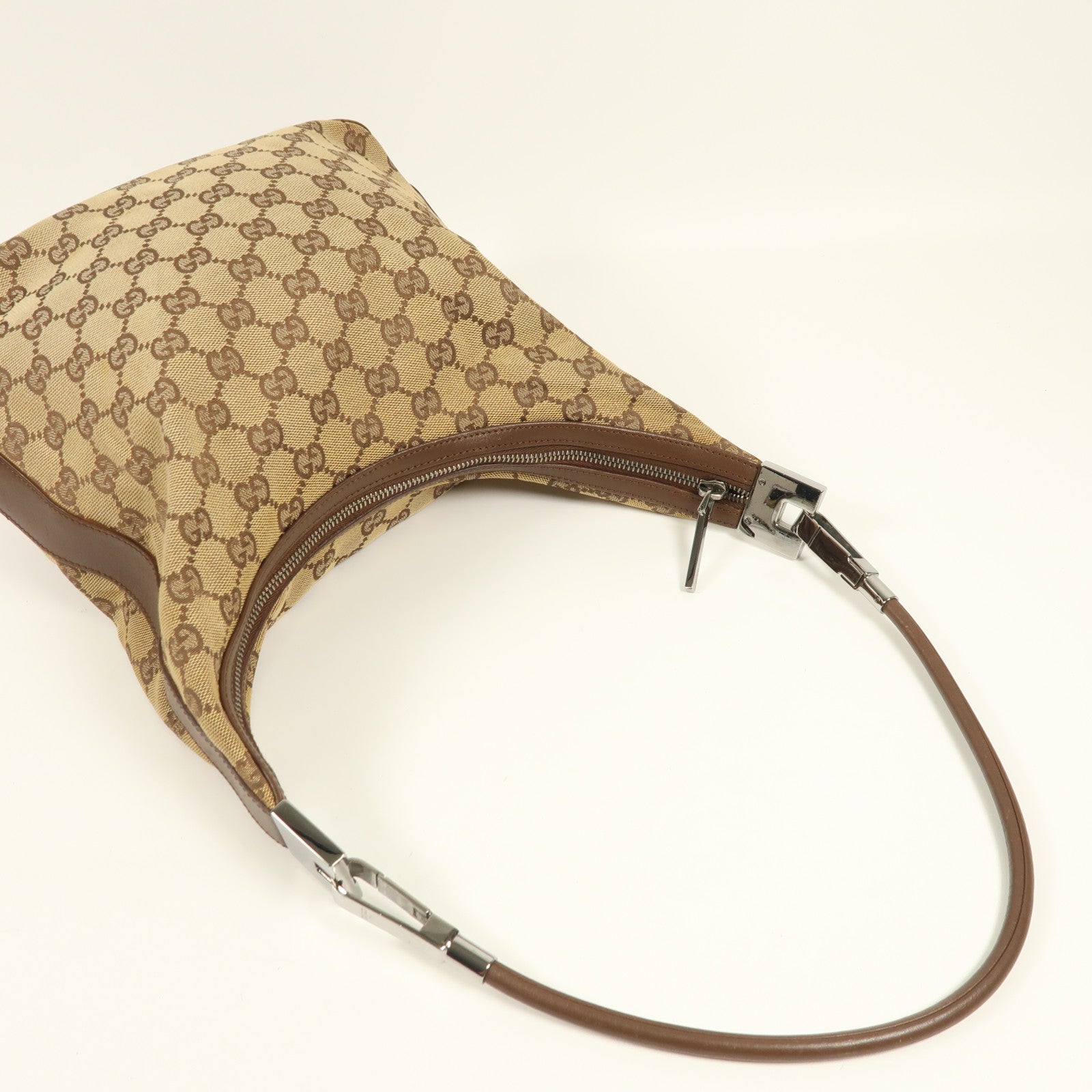 GUCCI 帆布Shoulder Bag銀扣肩背袋