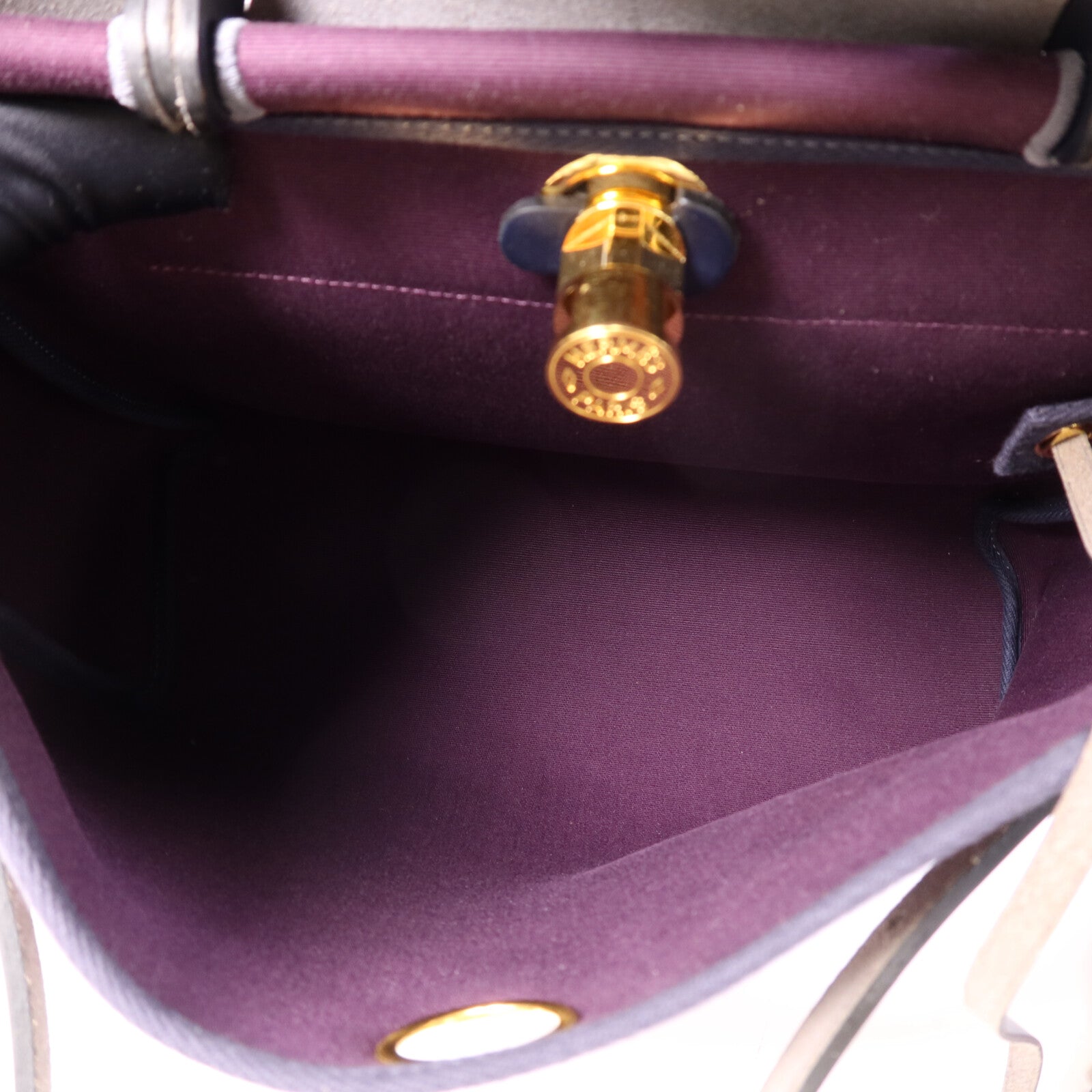 HERMES 帆布Herbag PM金扣手挽肩背兩用袋Cassis
