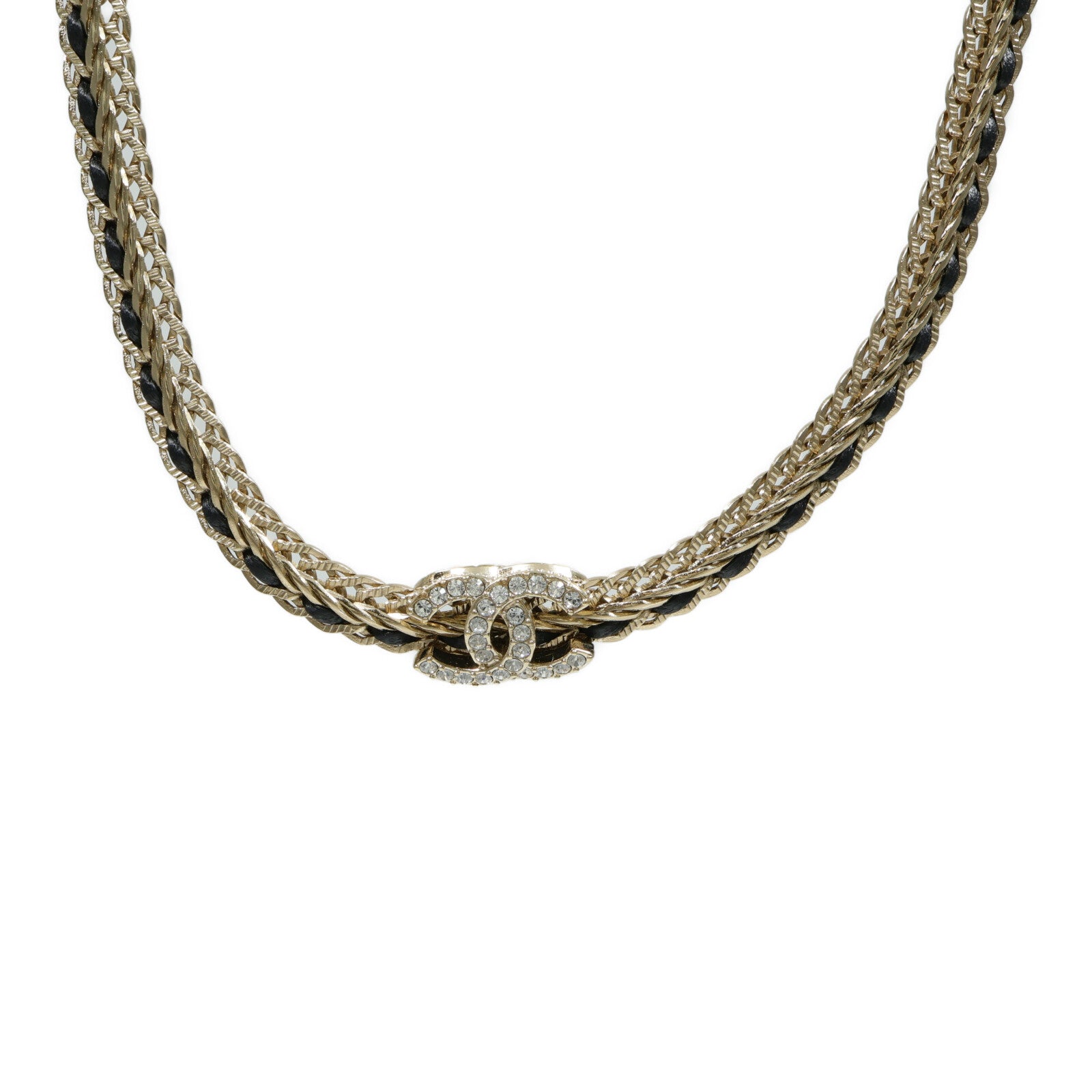 CHANEL 金屬/皮革/水鑽Necklace項鍊
