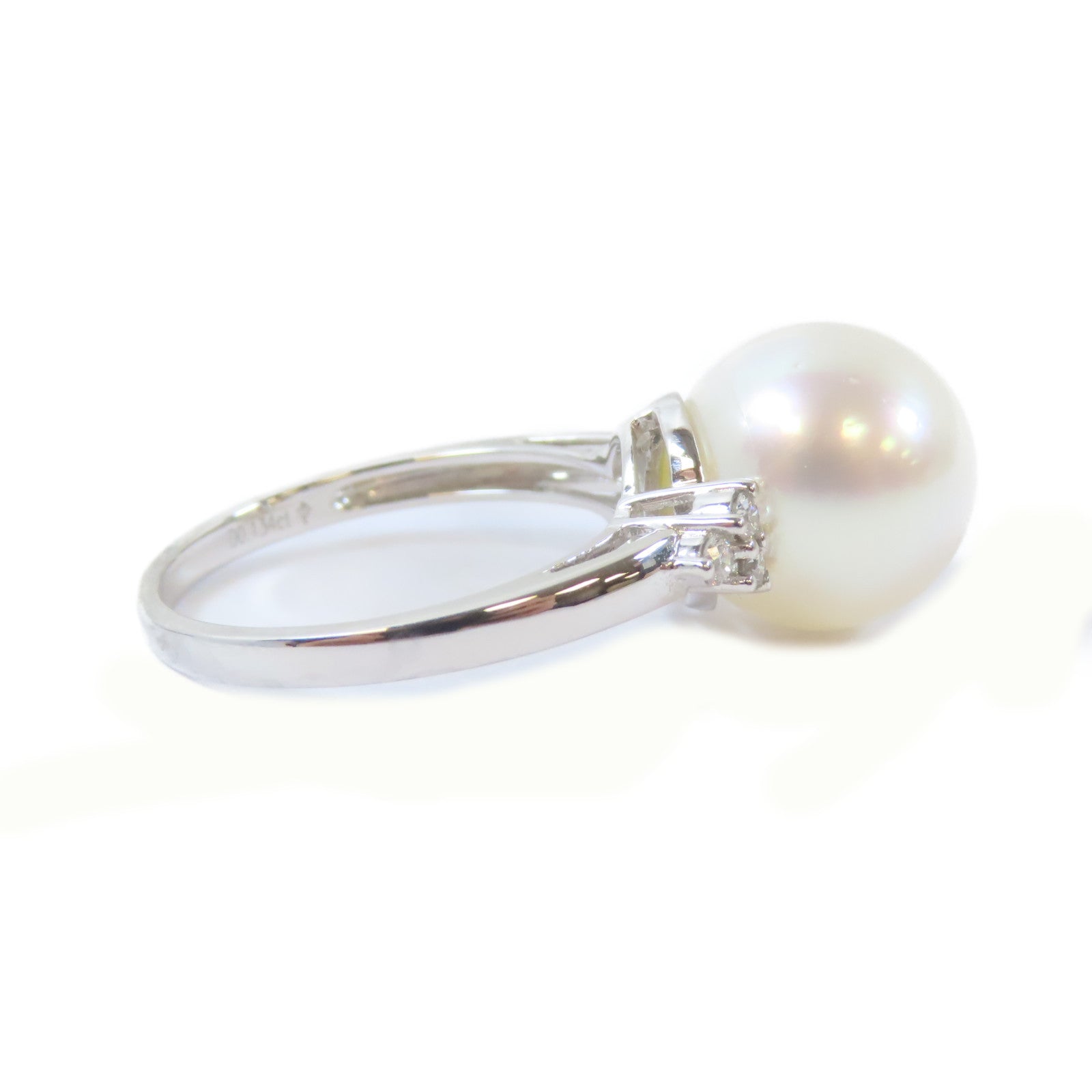 JEWELRY 【激減優惠】18K白金Diamond Pearl Ring 0.134ct鑽石/4.5g珍珠戒指US#6.75