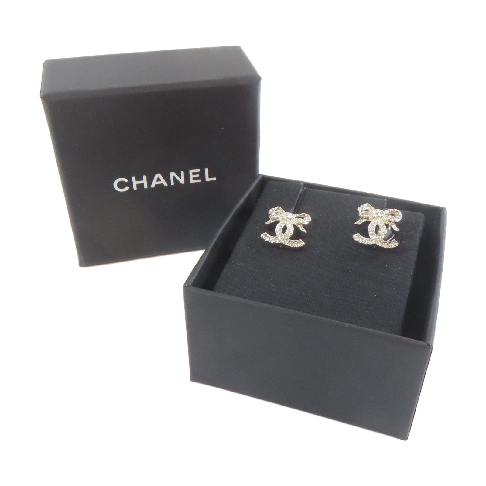 CHANEL 金屬/水晶Earrings耳環銀色
