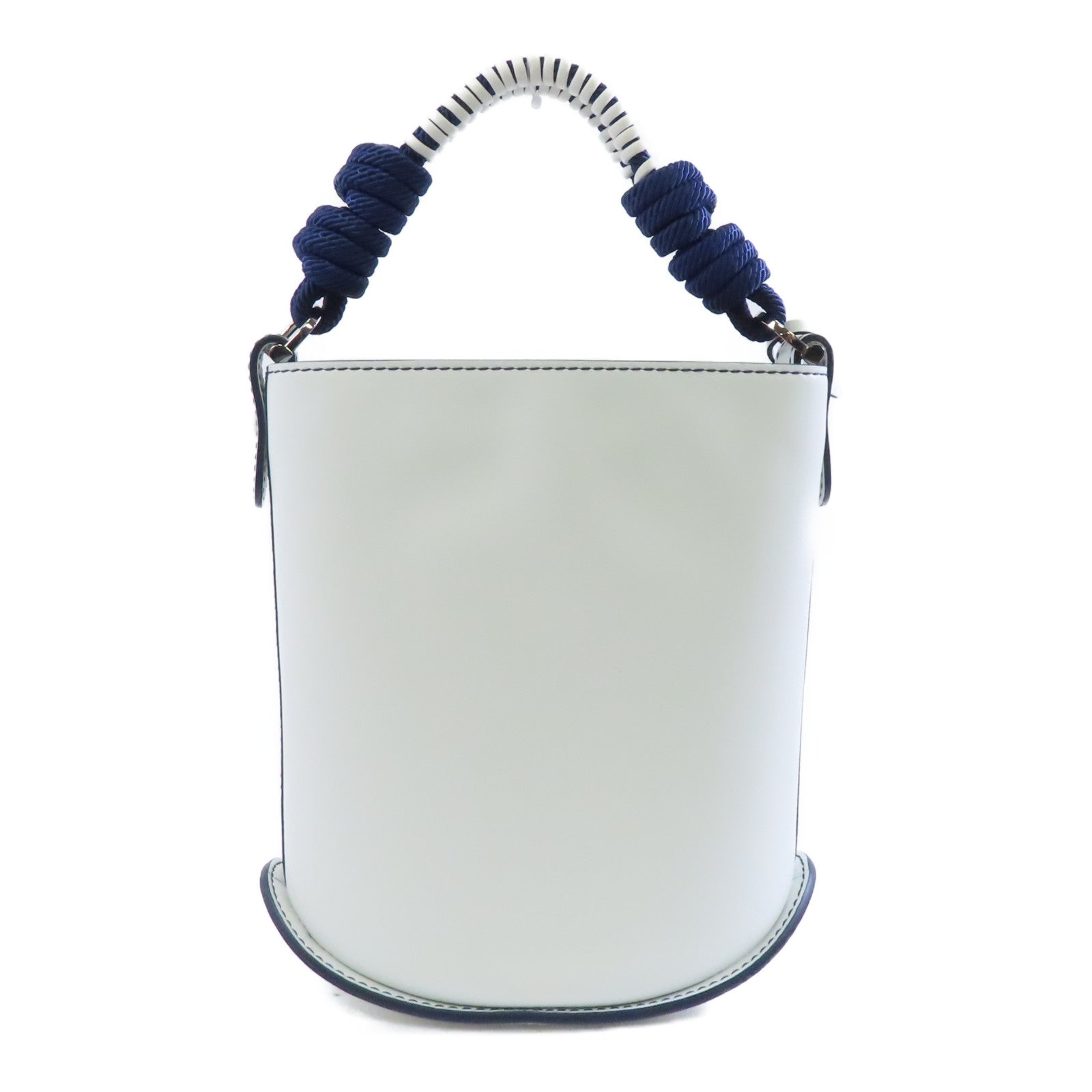 SELECTION 牛皮皮革Pin Mini Bucket Saling銀扣手挽袋白色