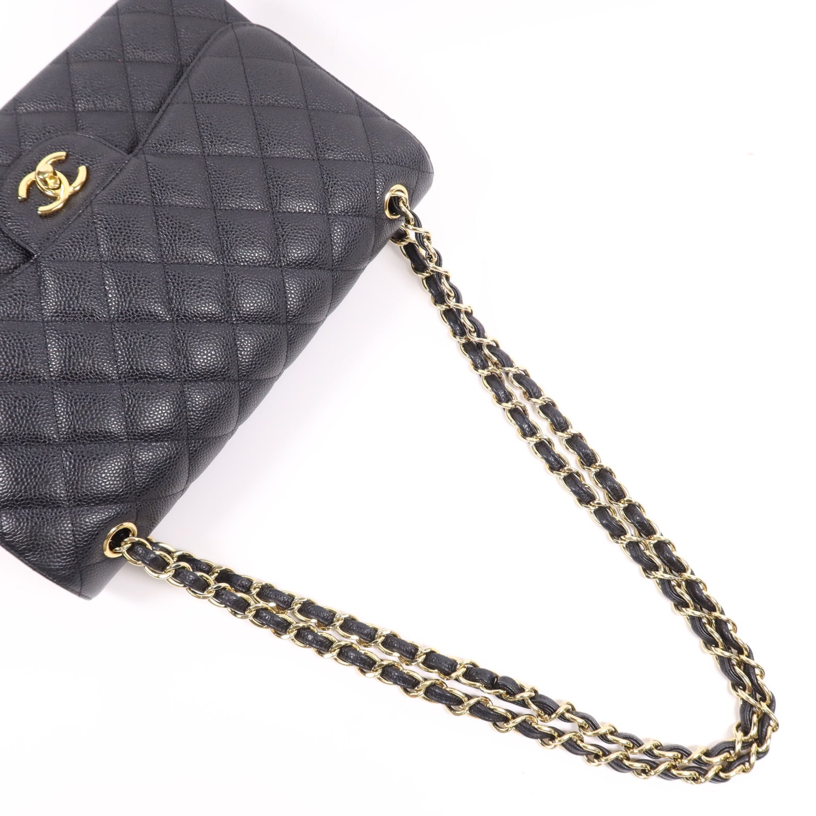 CHANEL 牛皮皮革Large Classic金扣鏈帶肩背袋