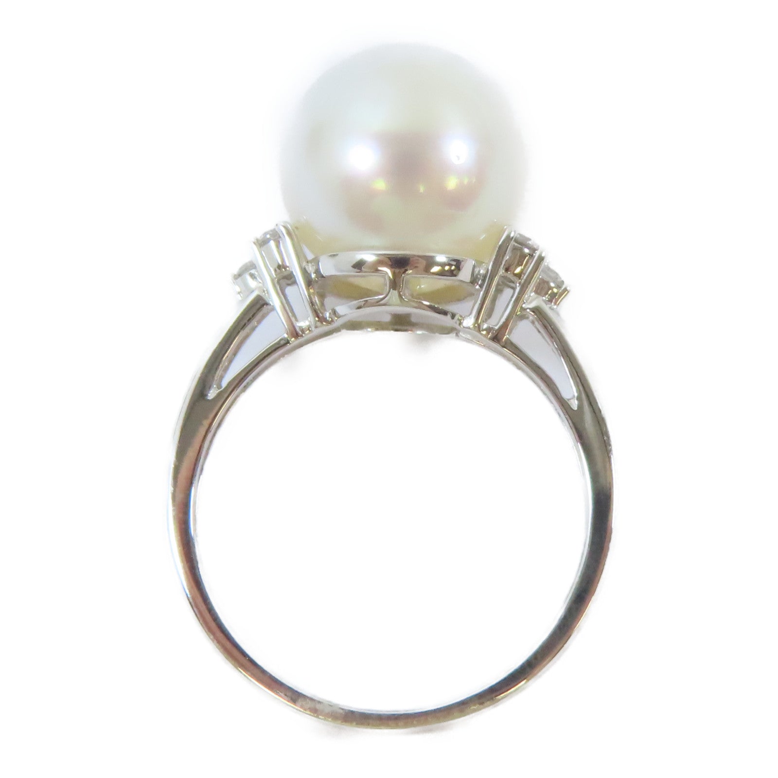 JEWELRY 【激減優惠】18K白金Diamond Pearl Ring 0.134ct鑽石/4.5g珍珠戒指US#6.75