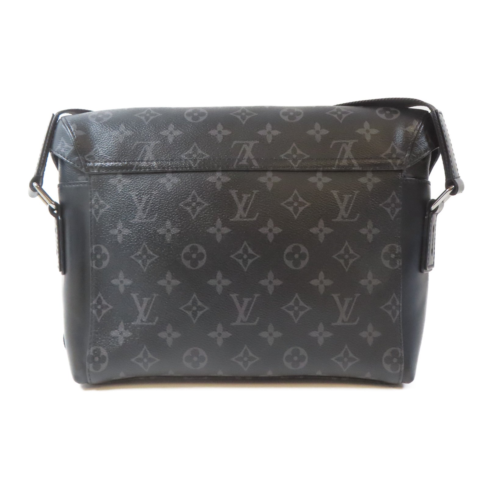 LOUIS VUITTON Monogram Eclipse Messenger PM Voyager銀扣肩背袋黑色