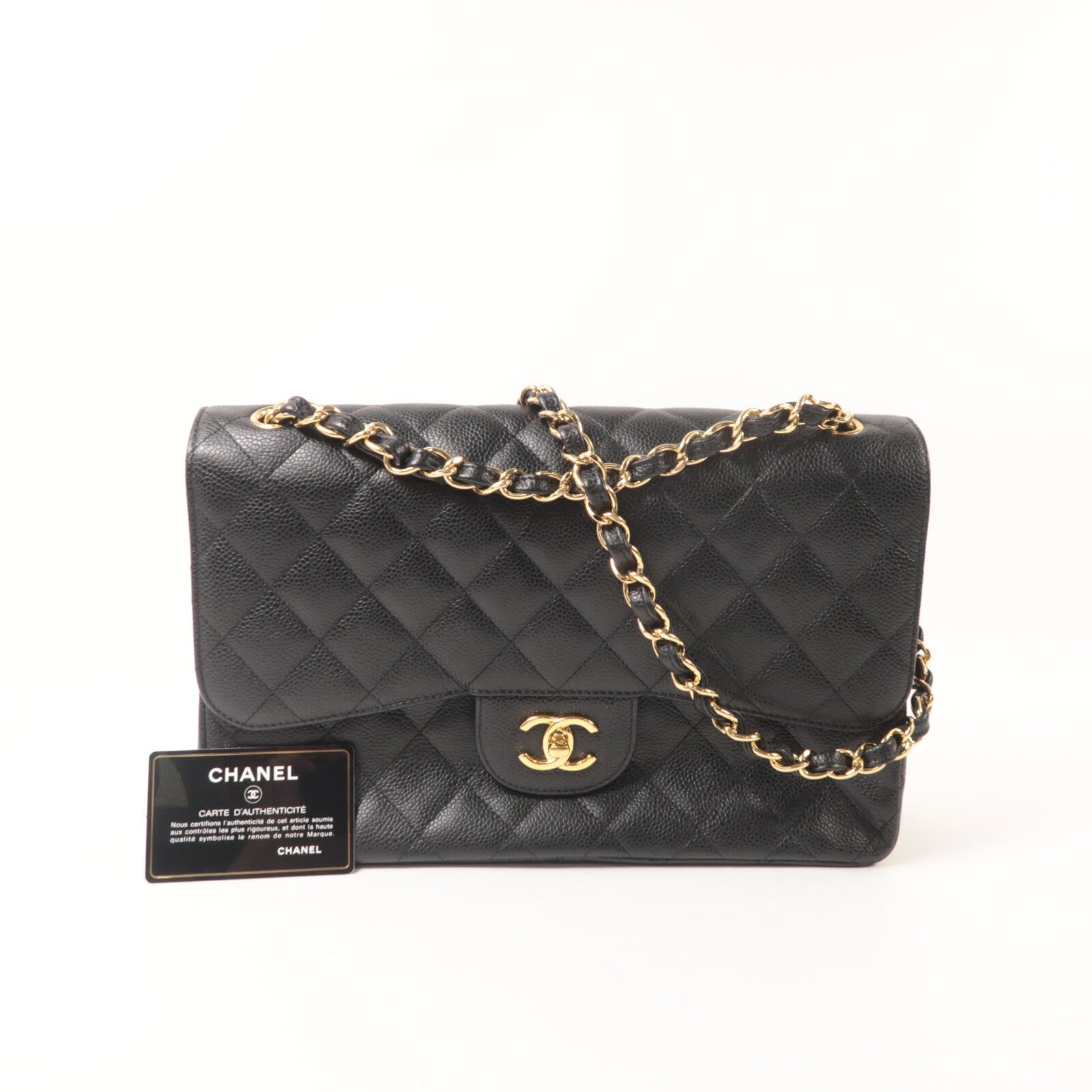 CHANEL 牛皮皮革Large Classic鏈帶肩背袋