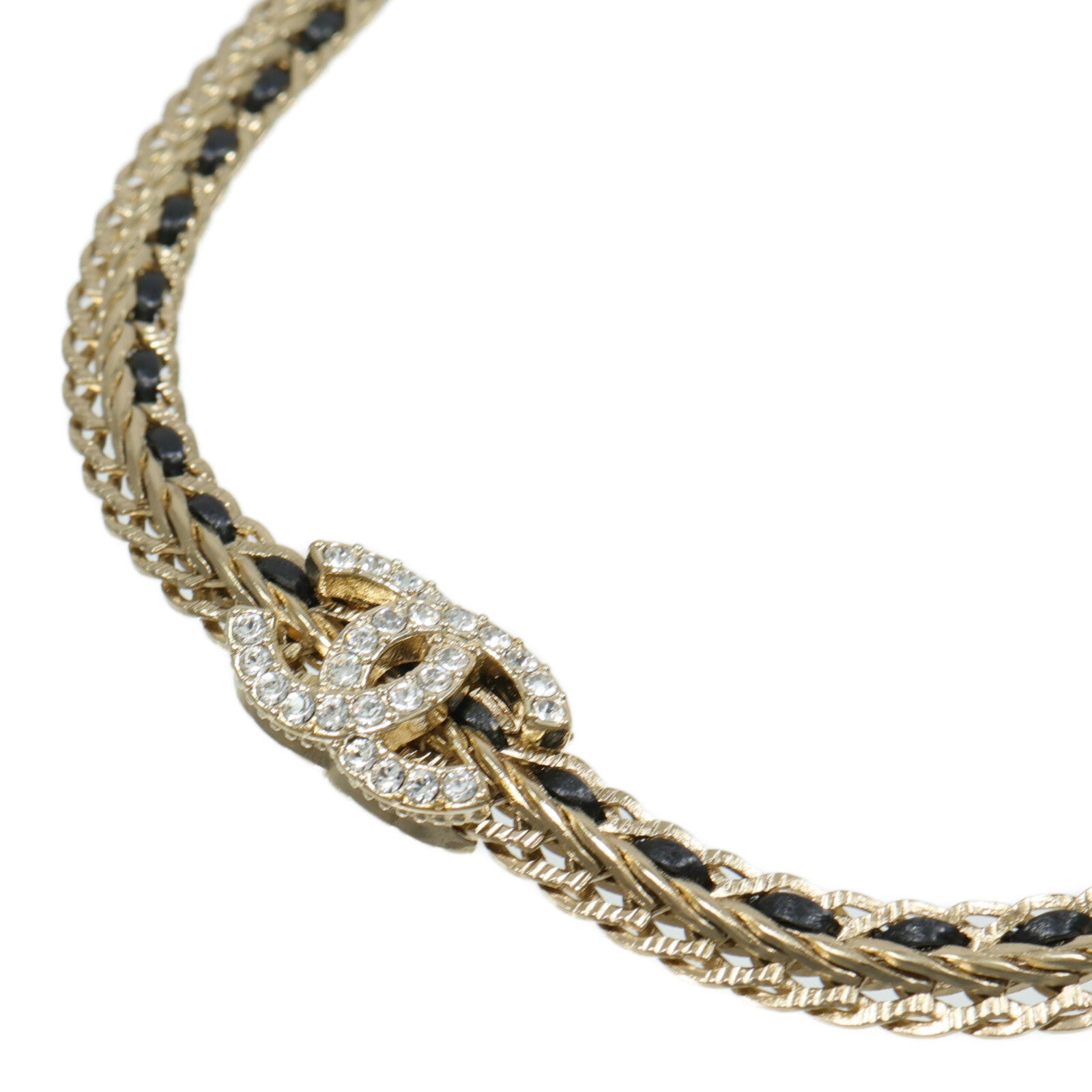 CHANEL 金屬/皮革/水鑽Necklace項鍊