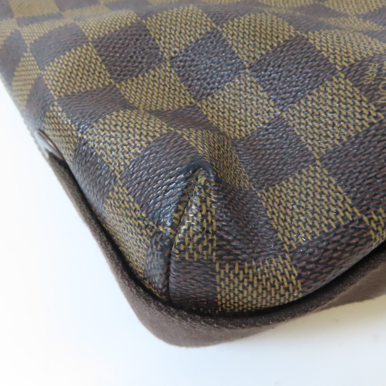 LOUIS VUITTON Damier Ebene Brooklyn MM金扣肩背袋啡色