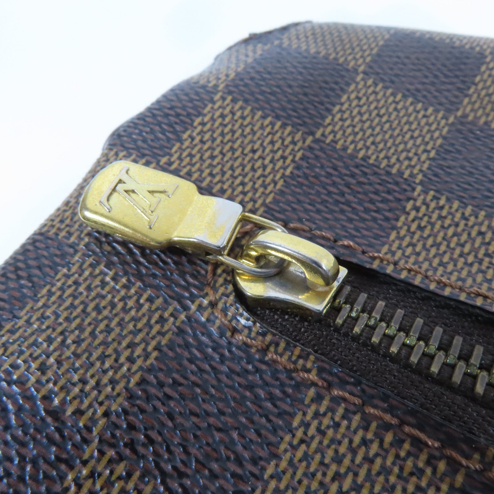 LOUIS VUITTON Damier Ebene Brooklyn MM金扣肩背袋啡色