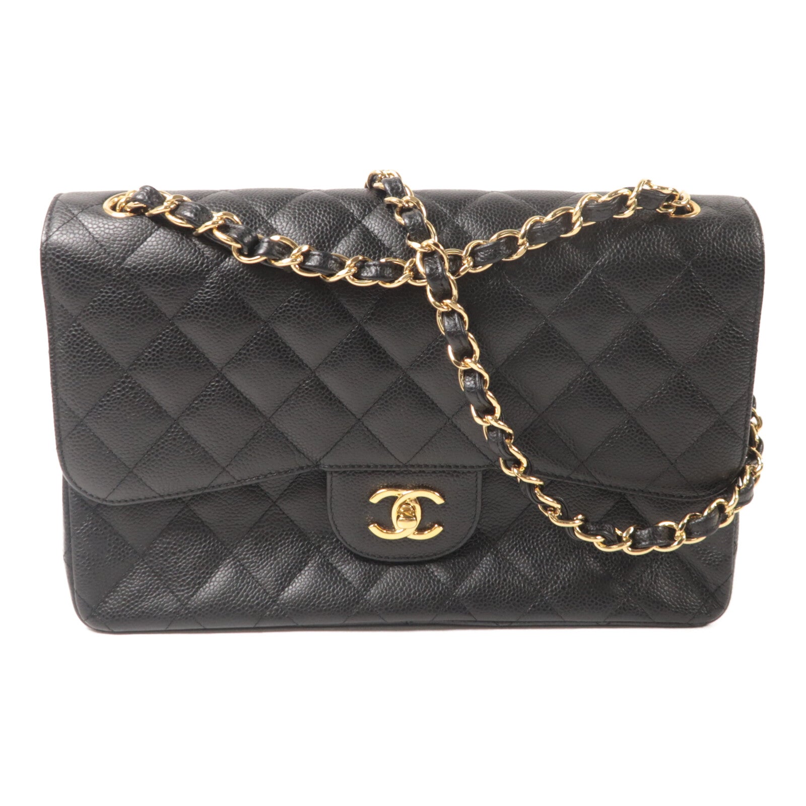 CHANEL 牛皮皮革Large Classic鏈帶肩背袋