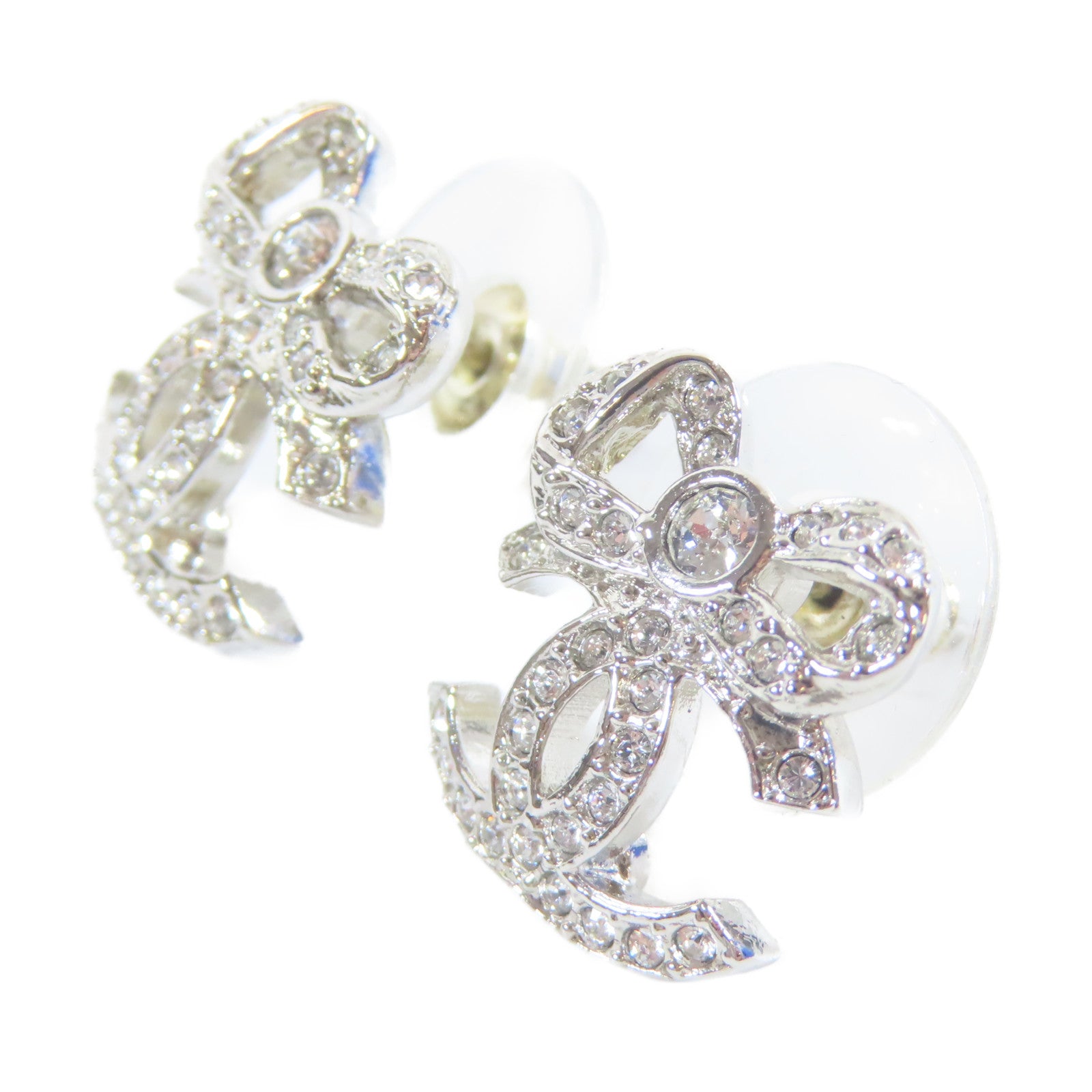 CHANEL 金屬/水晶Earrings耳環銀色