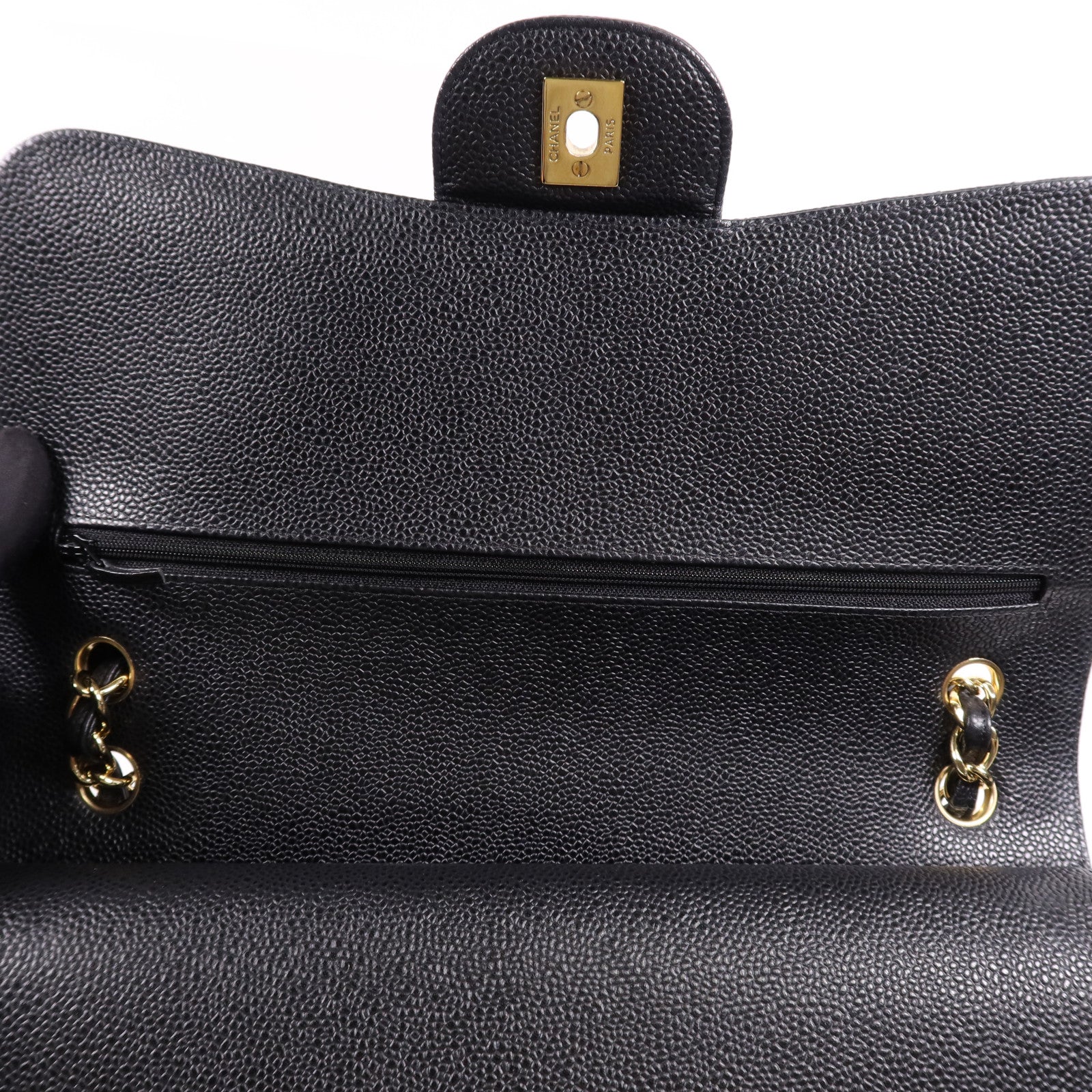 CHANEL 牛皮皮革Large Classic金扣鏈帶肩背袋